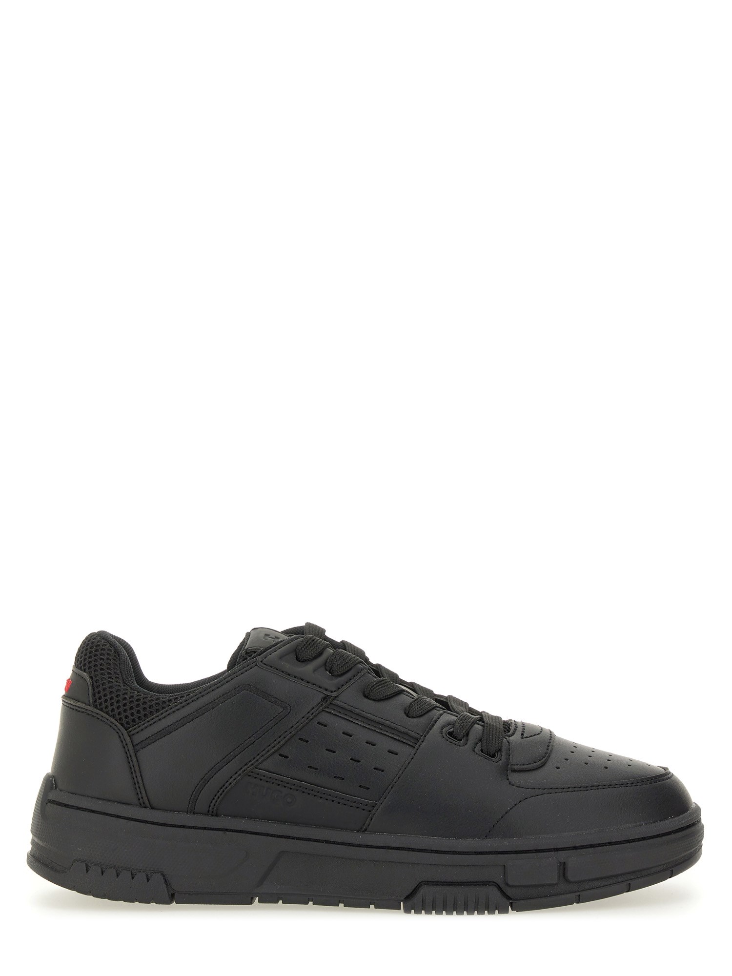 Hugo Boss Black Faux-leather Zigzag Detailing Sneakers In Black