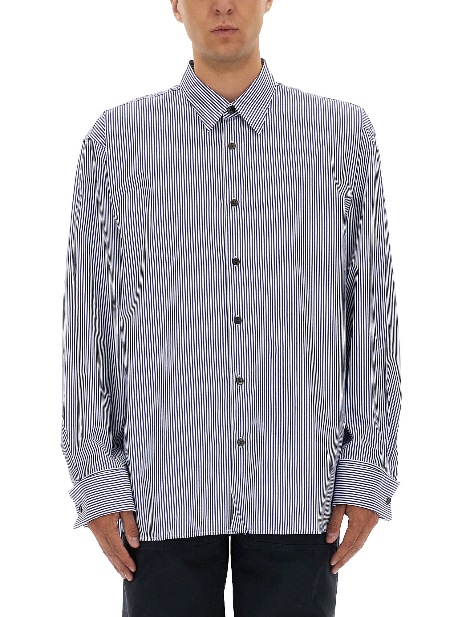 Dries Van Noten Striped Shirt In Blue