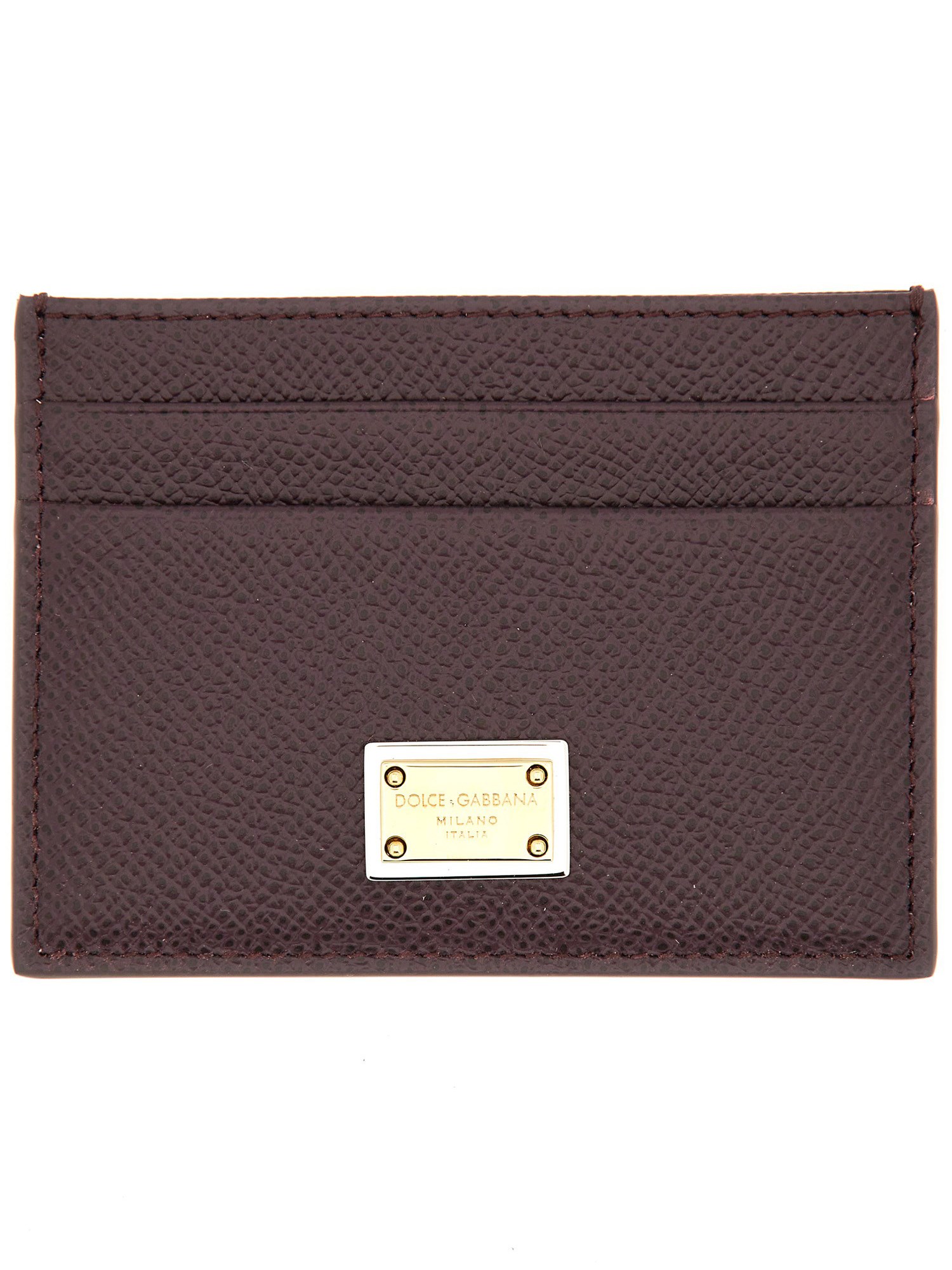 Dolce & Gabbana Leather Card Holder In Brown