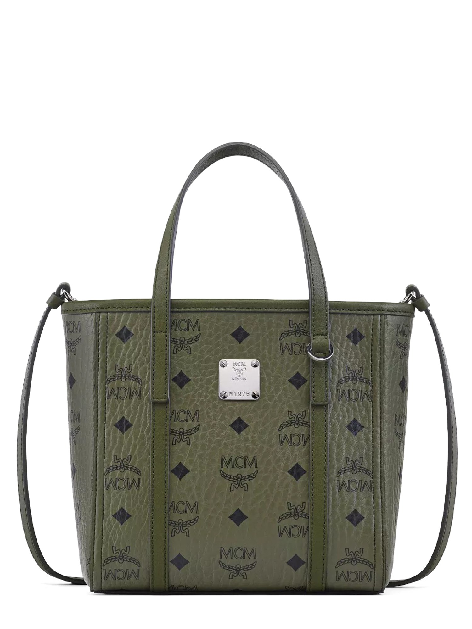 Mcm Mini Toni Visetos-monogram Top-zip Tote Bag In Green