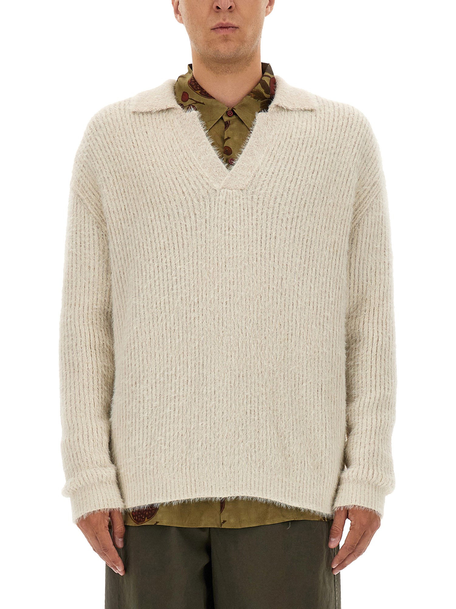 Uma Wang Wool Blend Sweater In Neutral
