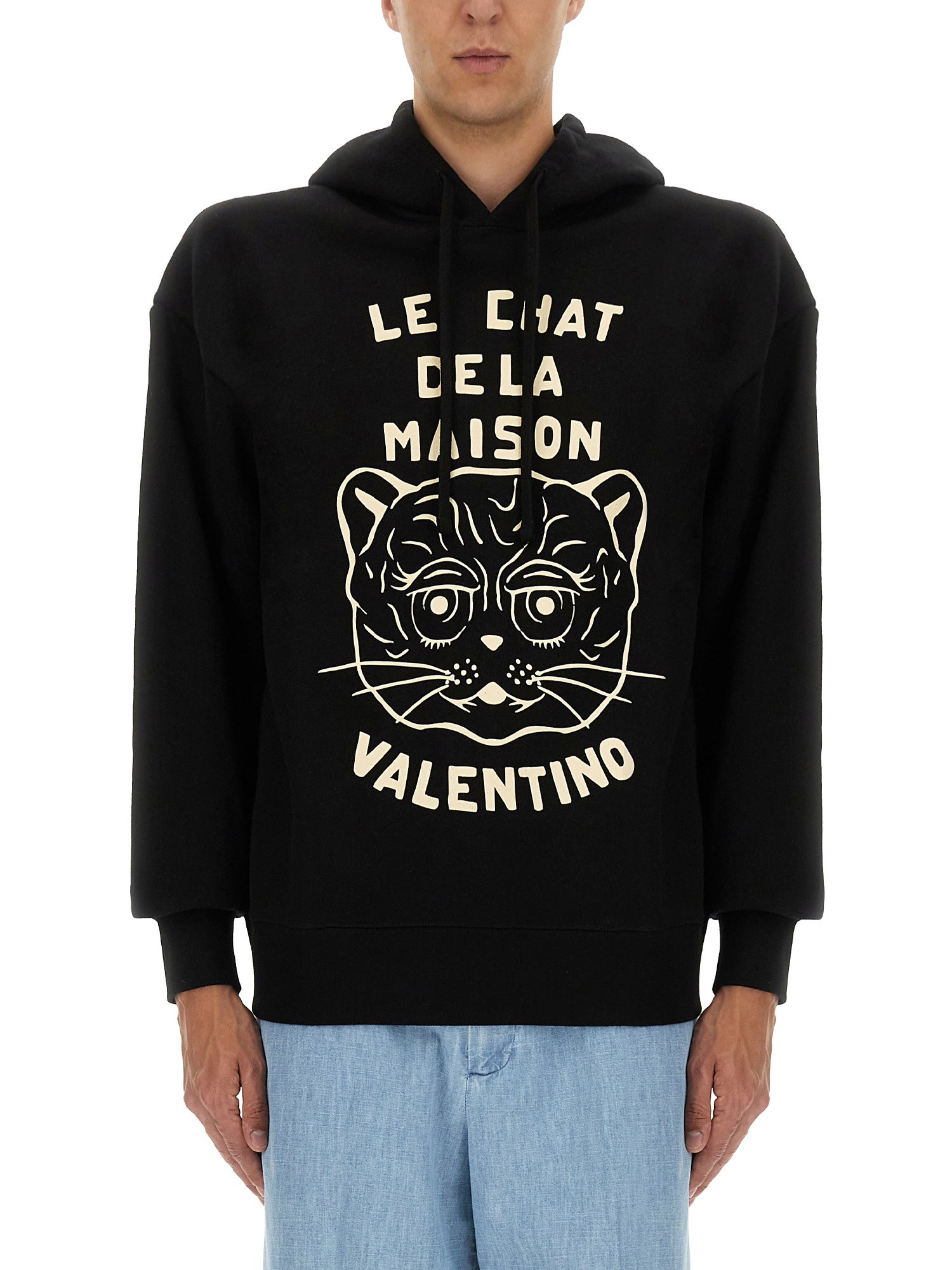 Valentino Garavani Sweatshirt With Le Chat De La Maison Patch In Black