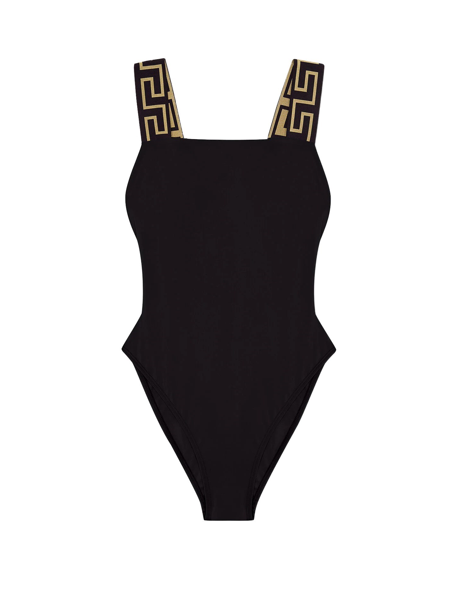 Versace Open Back Swimsuit With Signature Greca Detailing