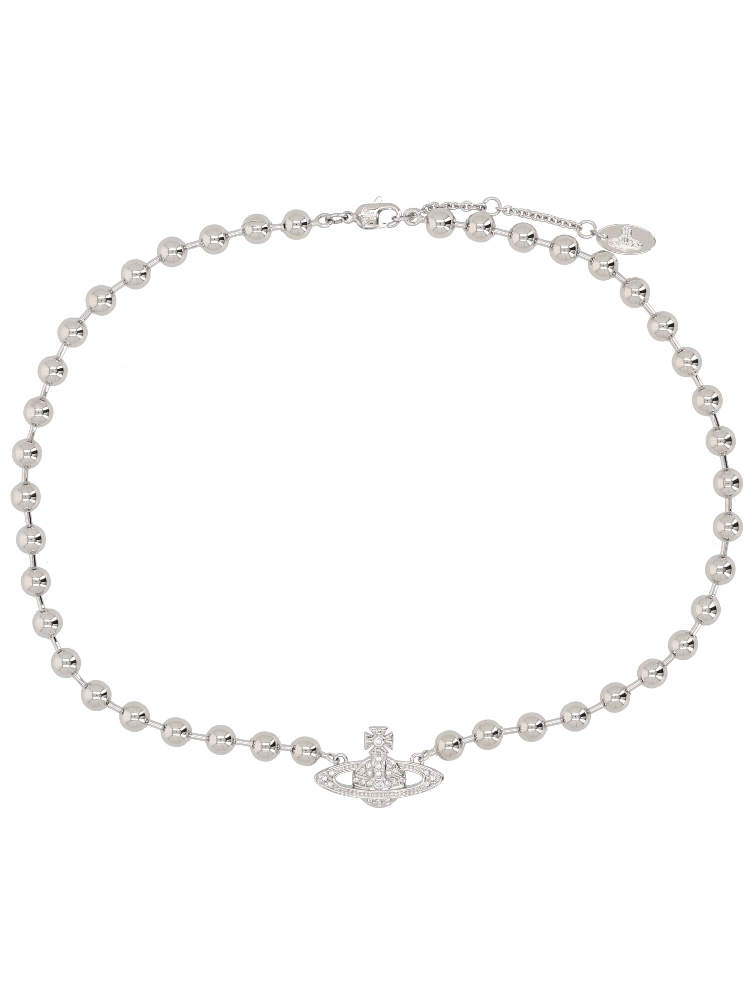 Vivienne Westwood Adjustable Beaded Necklace For Versatile Styling In Silver