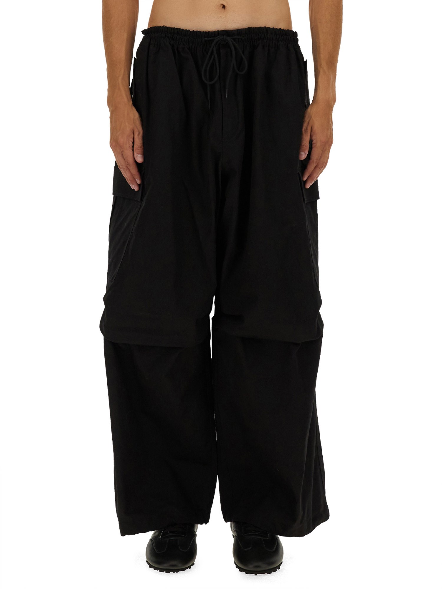 Y-3 Wide-leg Casual Pants With Elastic Waistband In Black