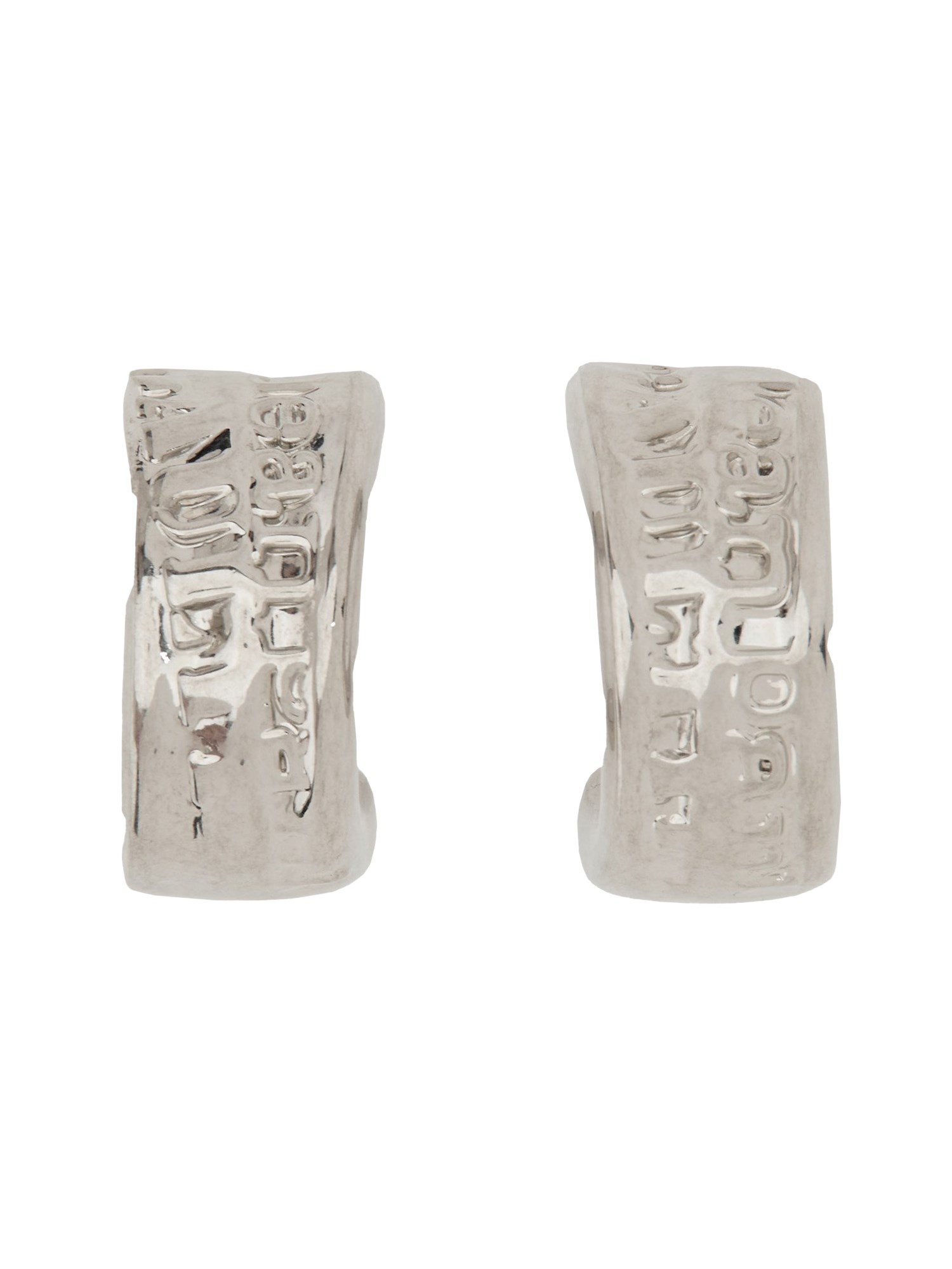 Jean Paul Gaultier Sculptural Silver Brass Earrings In Metallic