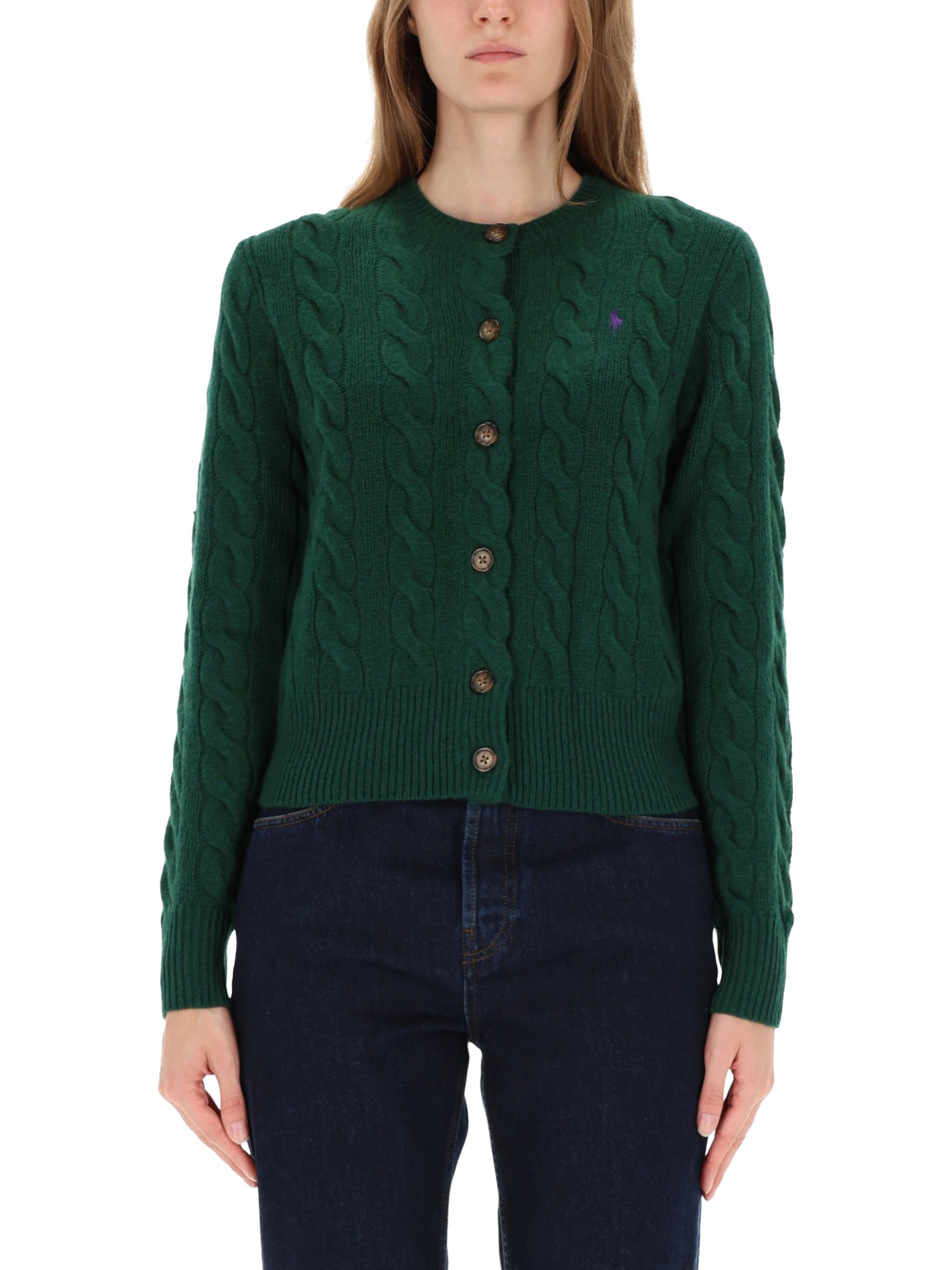 Polo Ralph Lauren Cable-knit Cardigan In Green