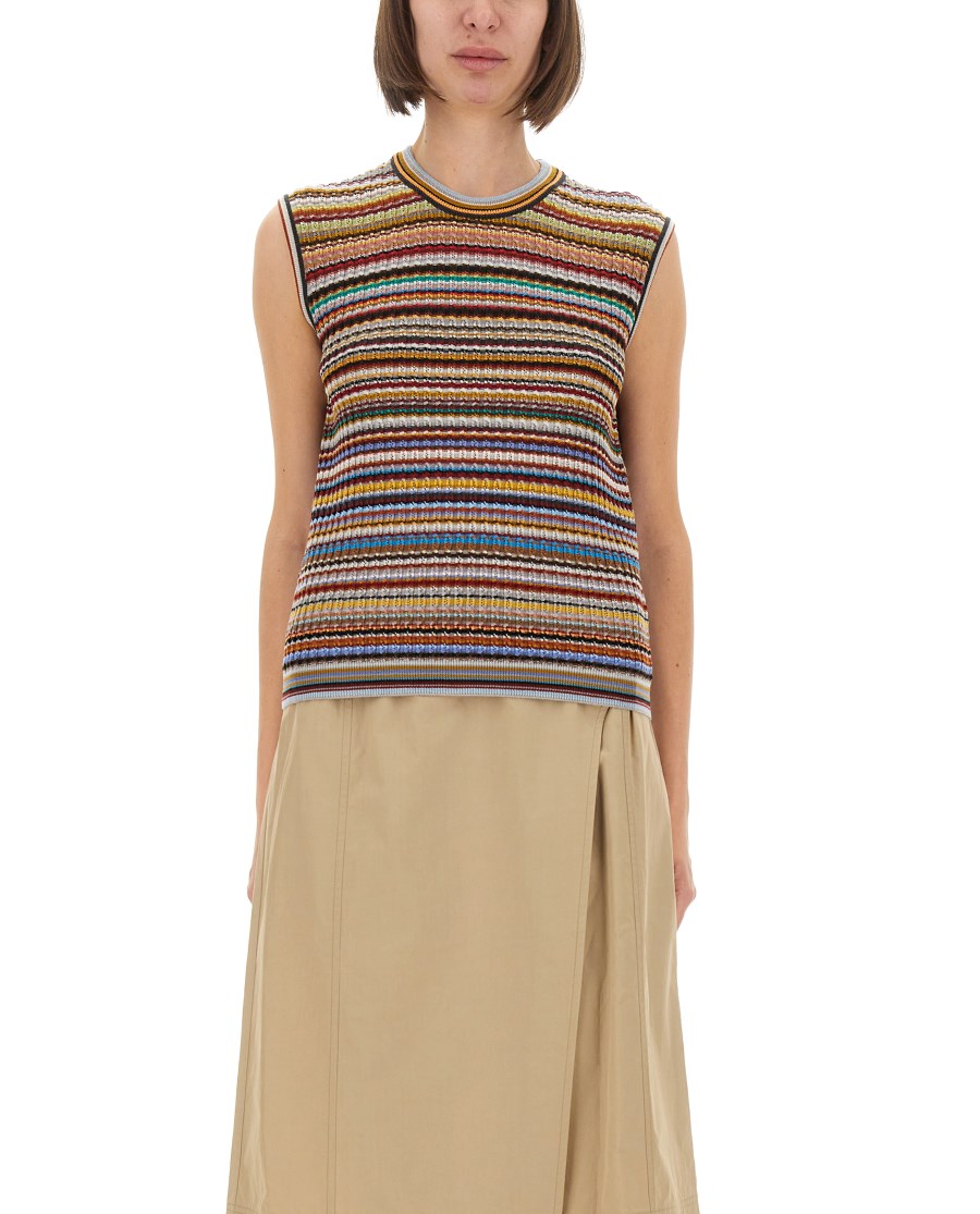 GILET SIGNATURE STRIPE IN MAGLIA