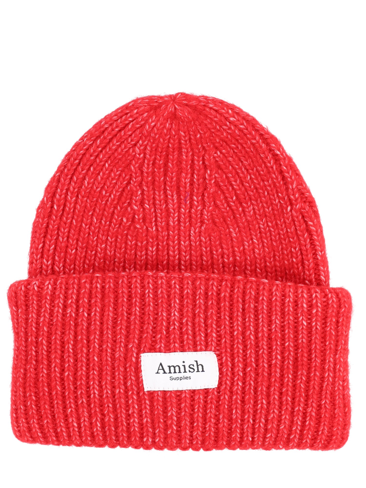 Amish Ribbed Beanie With Logo In Red