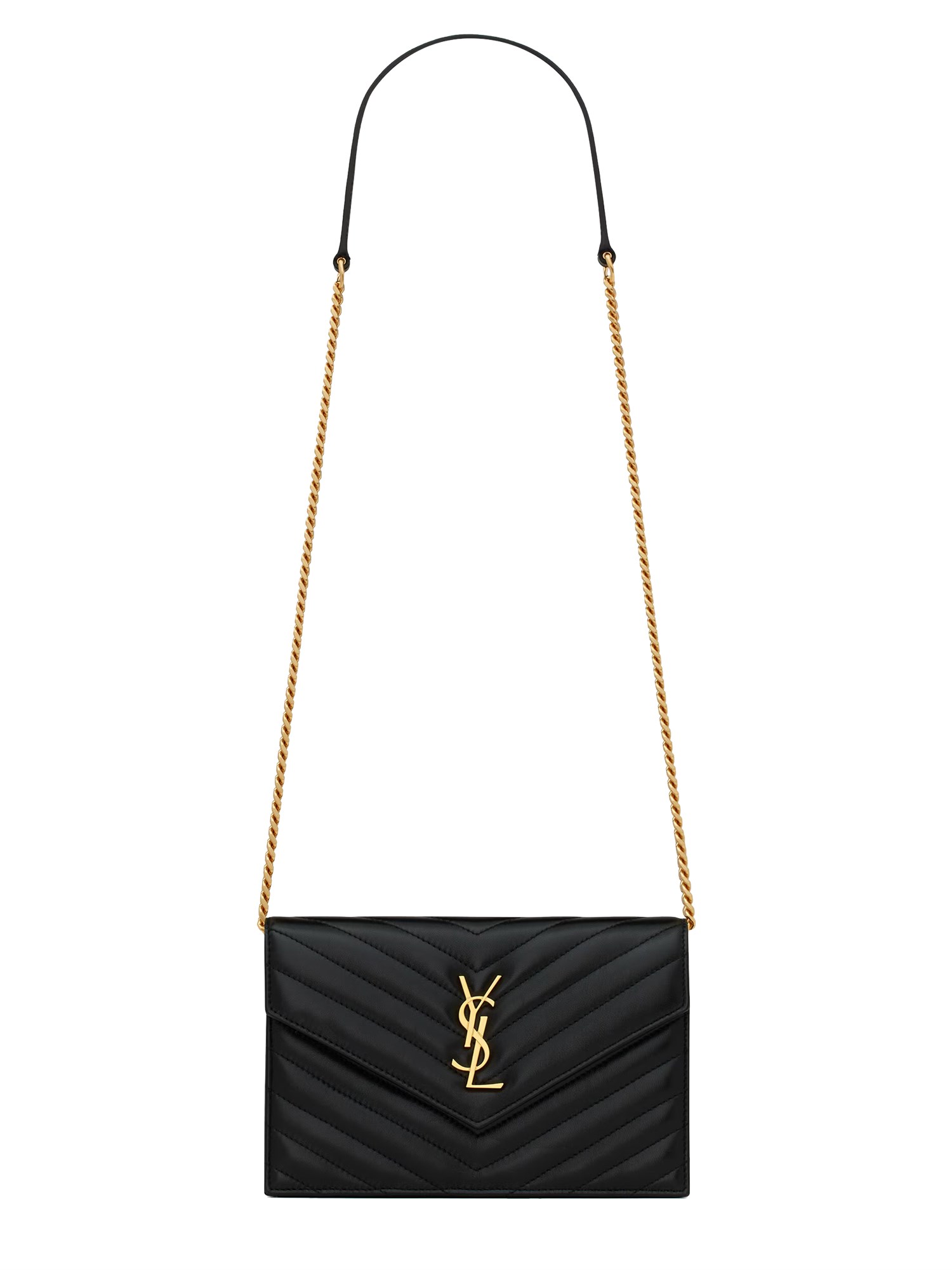 Saint Laurent Envelope Cassandre Wallet On Chain In Black
