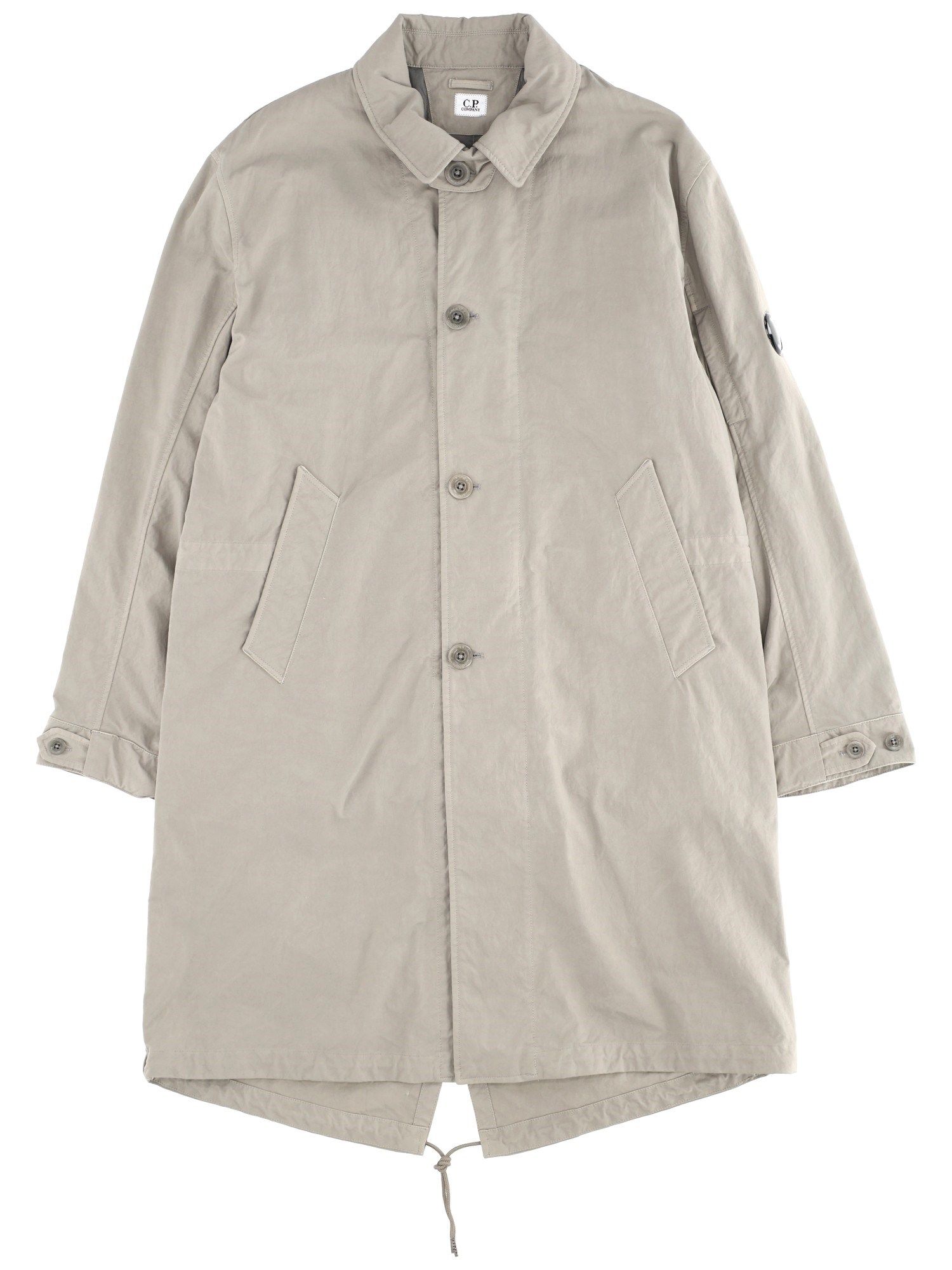 C.p. Company Long Sleeve Coat Adjustable Hem In Sand