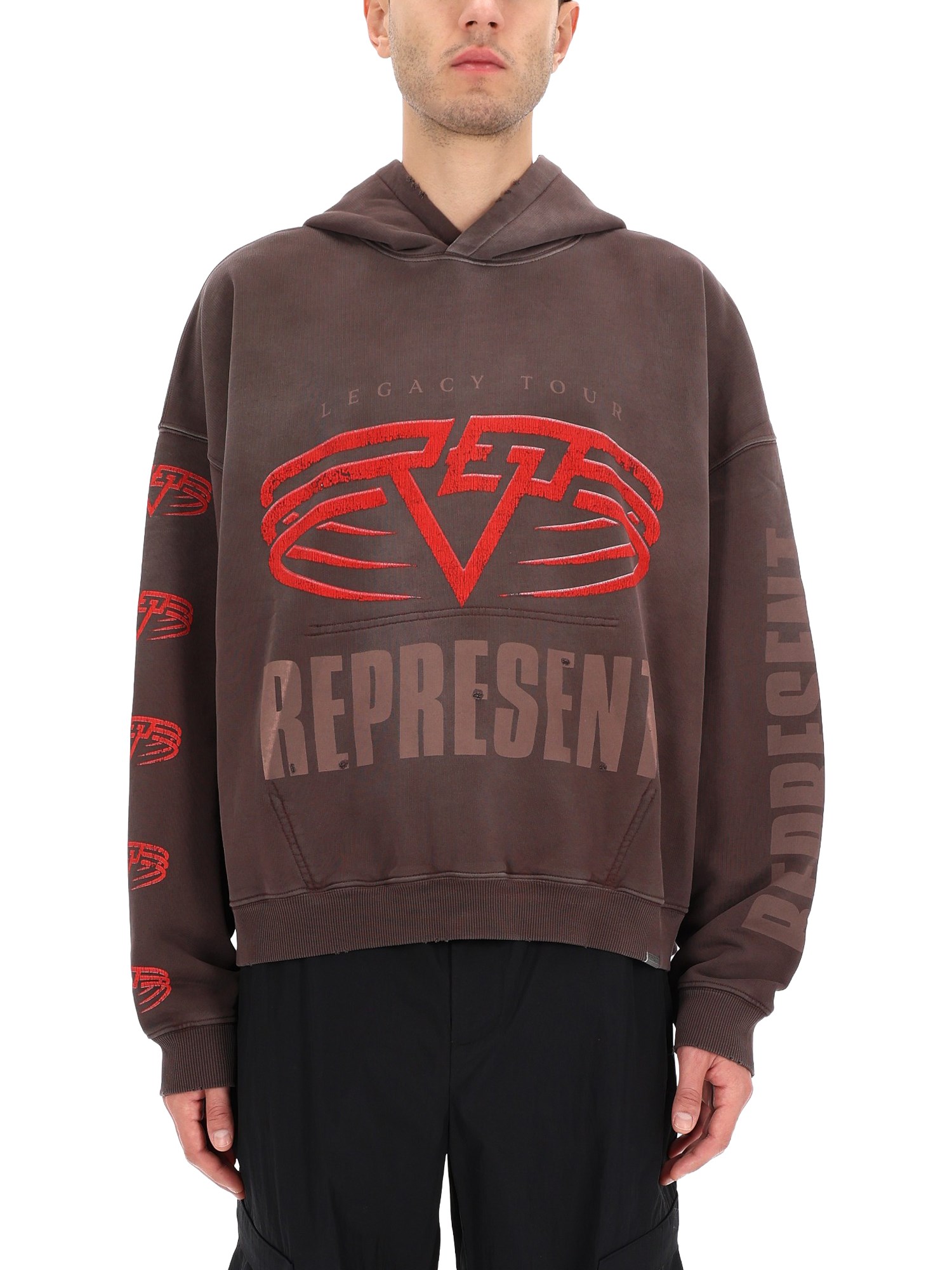 Represent Reversible Living Legacy Tour Sweatshirt In Black In Animal Print