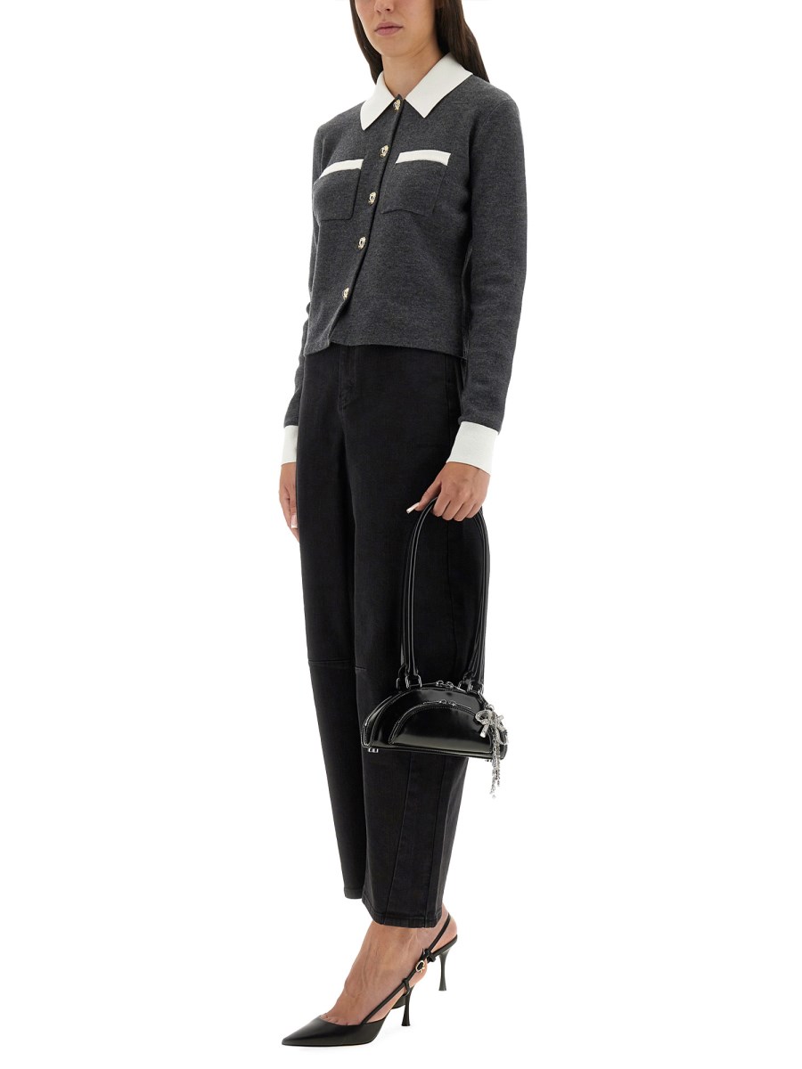 CARDIGAN CON COLLETTO A CONTRASTO