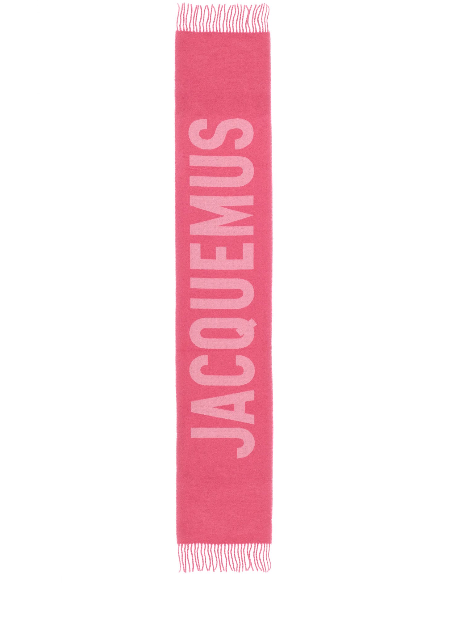 Jacquemus Fringed Ends Wool Blend Scarf In Pink