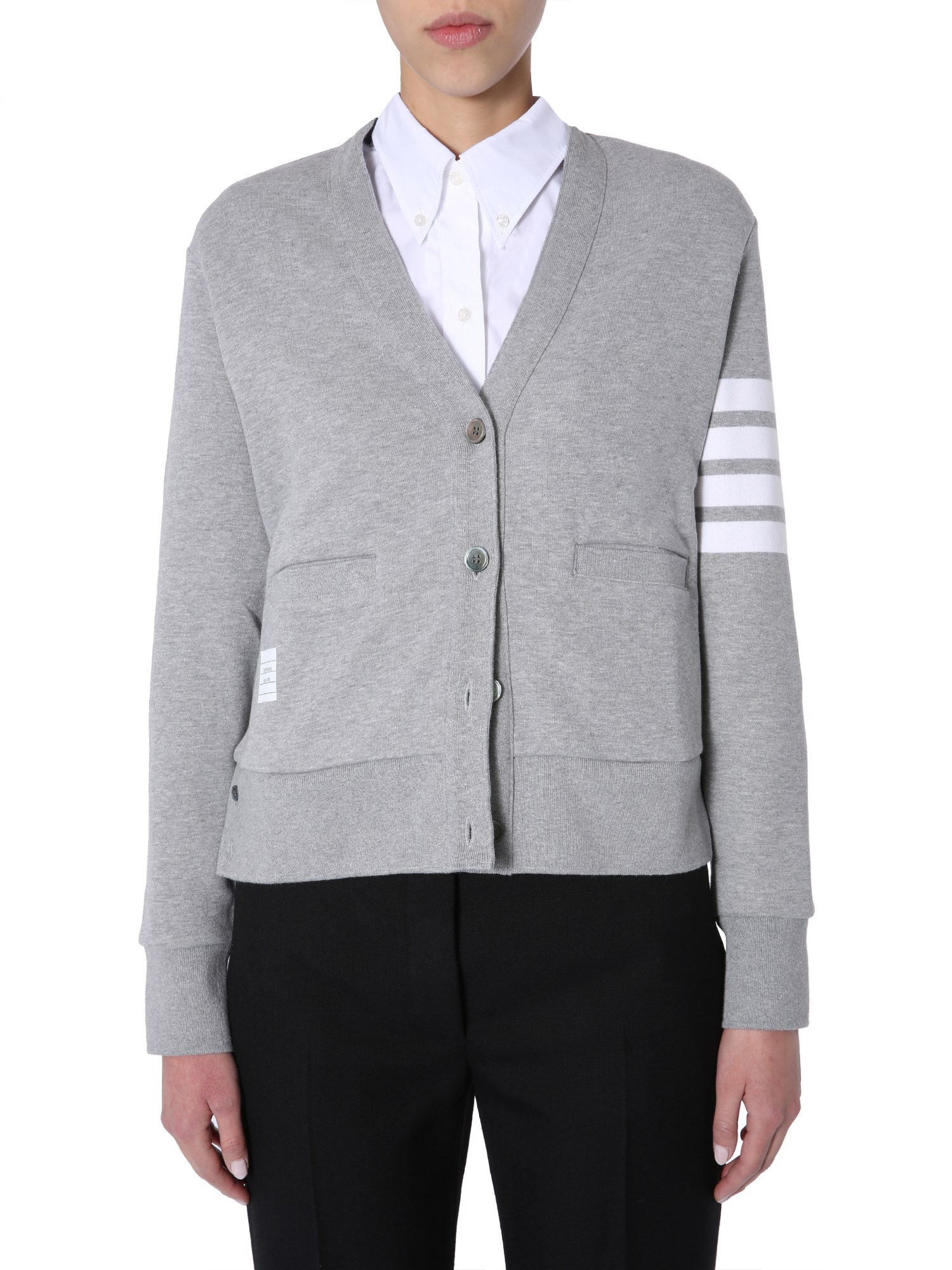 Thom Browne 4 Bar Cardigan In Gray