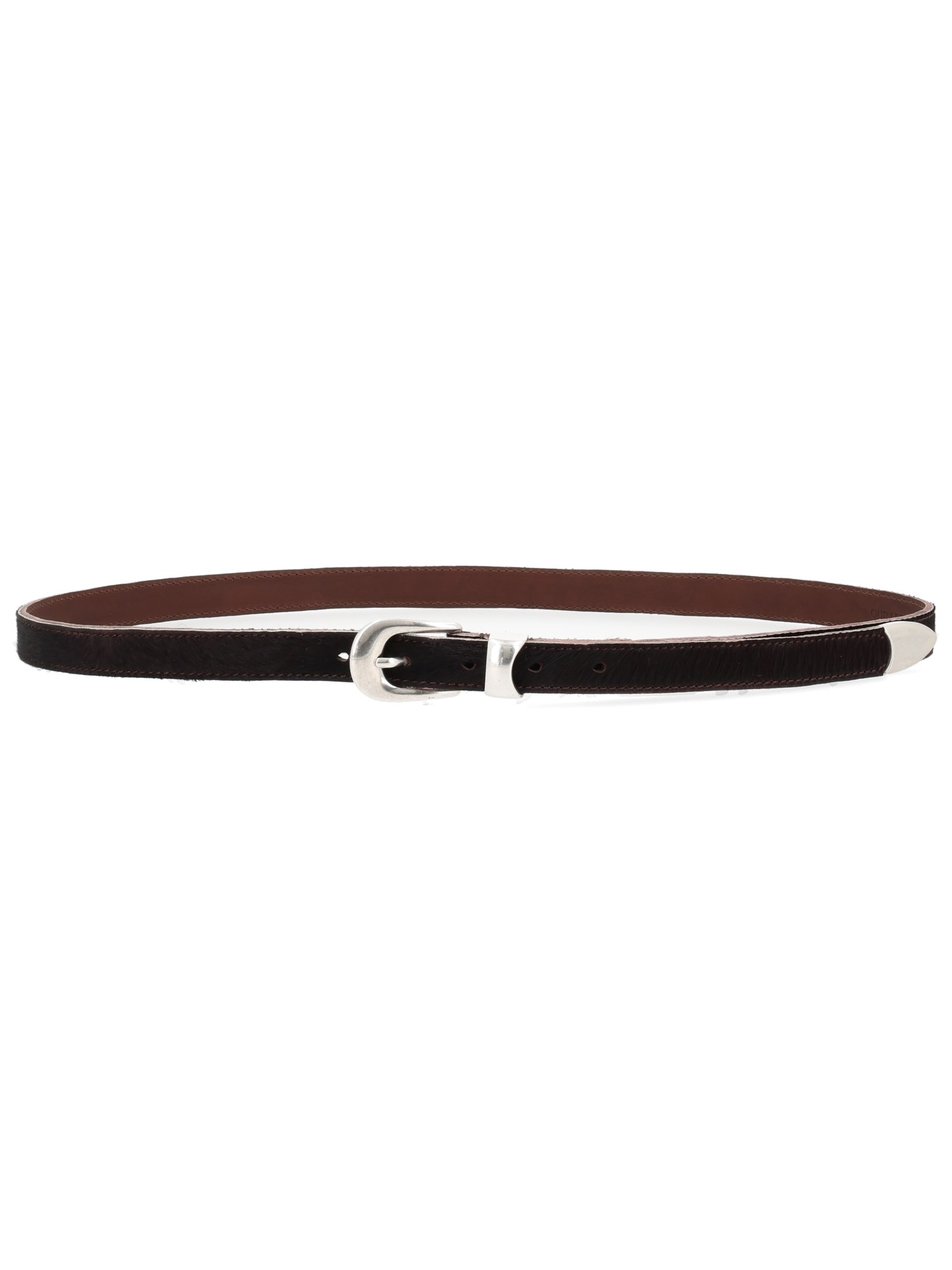 Our Legacy Brown Cow Leather Belt In Black
