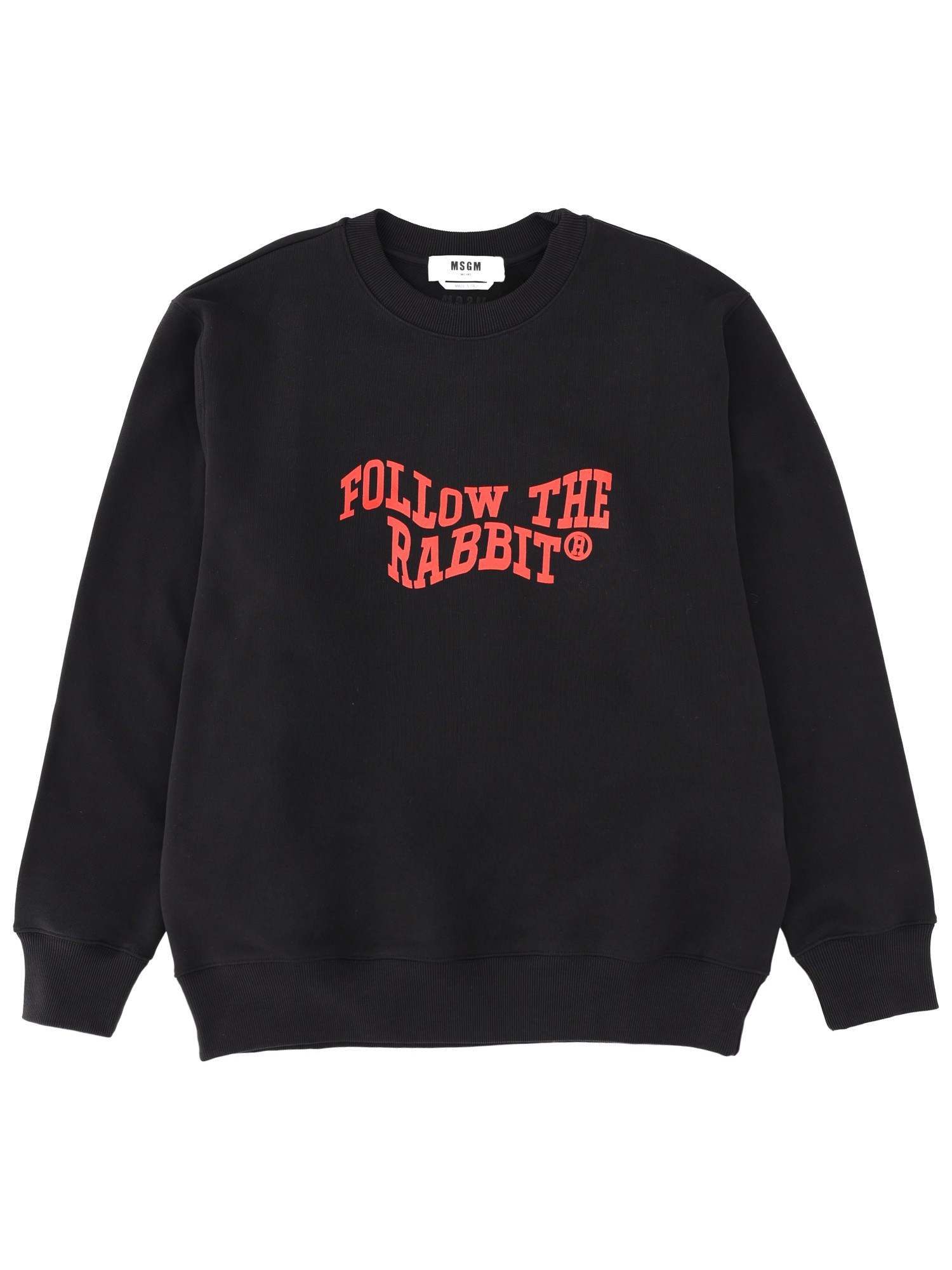Msgm "follow The Rabbit" Sweatshirt In Black