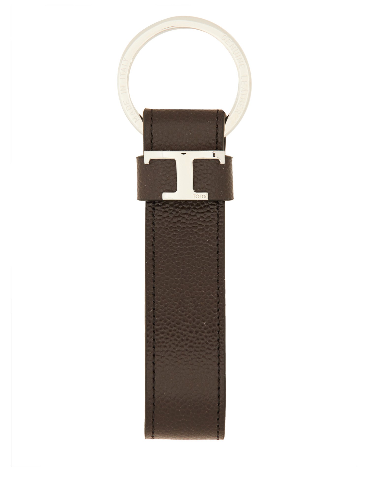Tod's "t Timeless" Logo Keychain In Brown