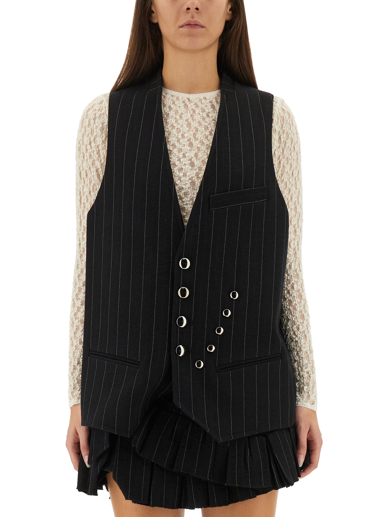 Isabel Marant Weste Mit Nadelstreifen In Black
