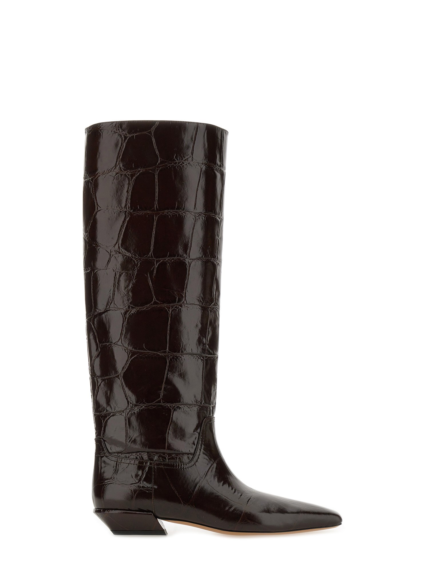 Paris Texas Square Toe Ankle Boots In Brown
