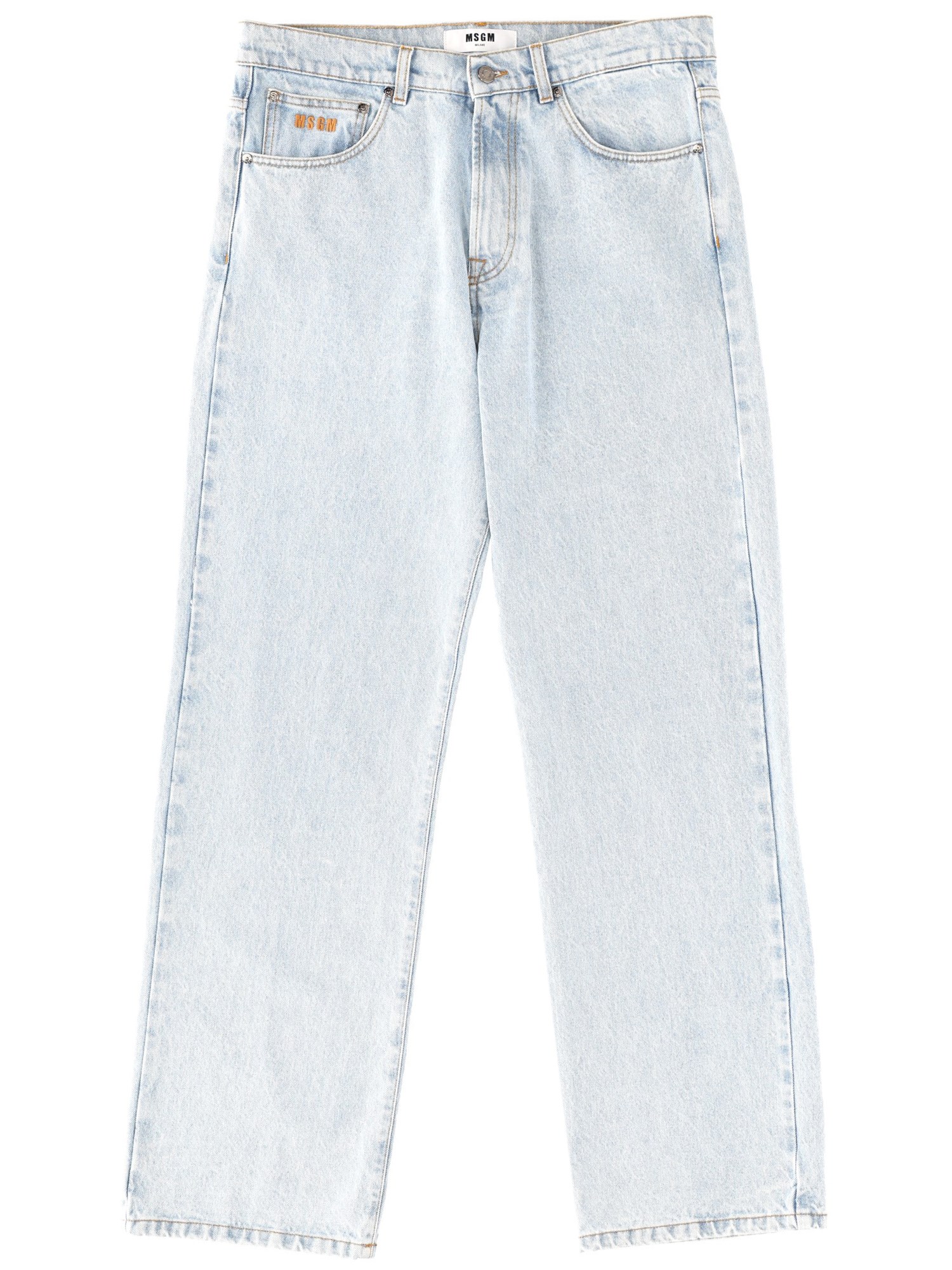Msgm Jeans With Embroidered Logo In Blue