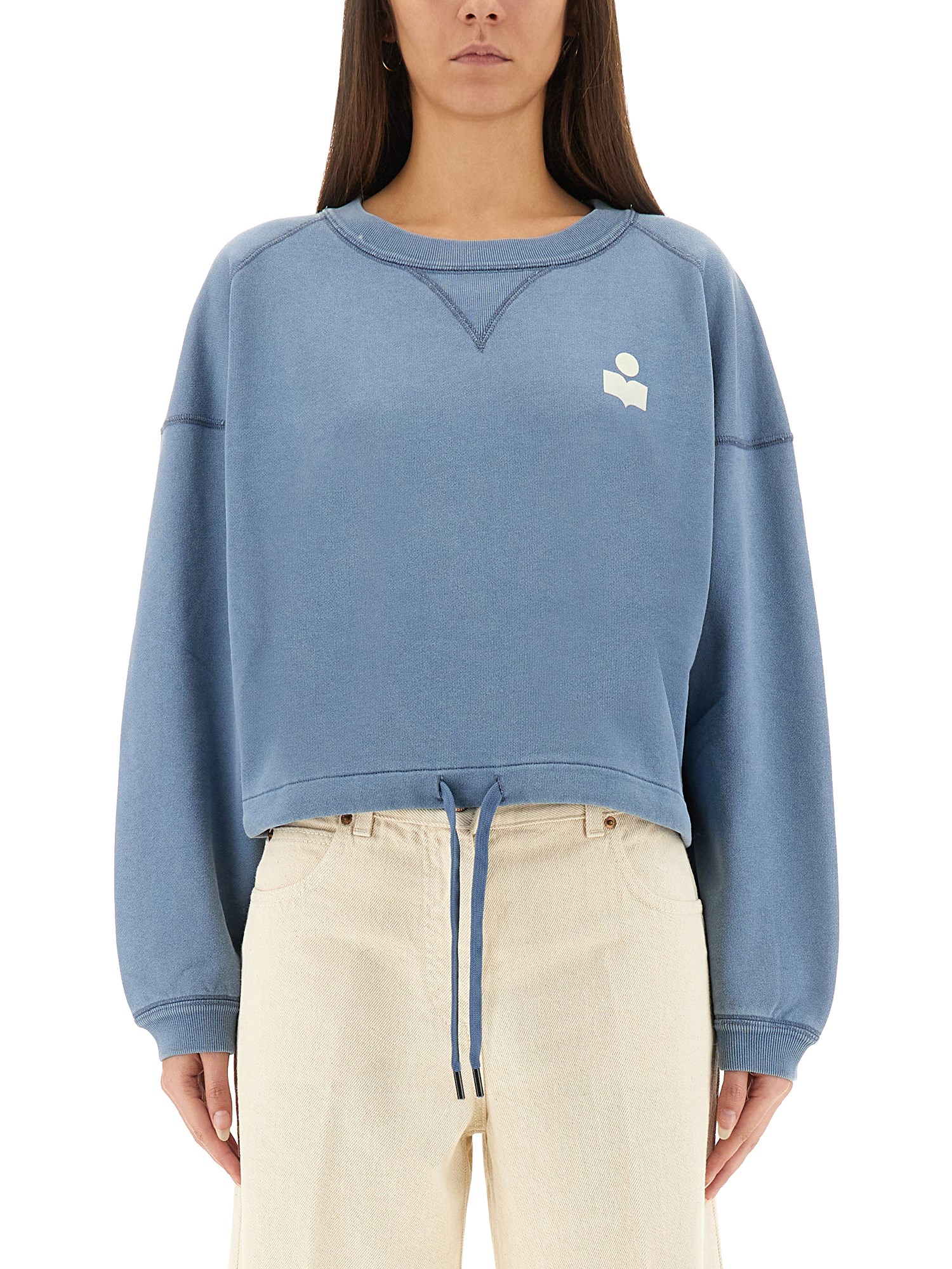 Isabel Marant Étoile Cropped Knitwear Drawstring Hem In Blue