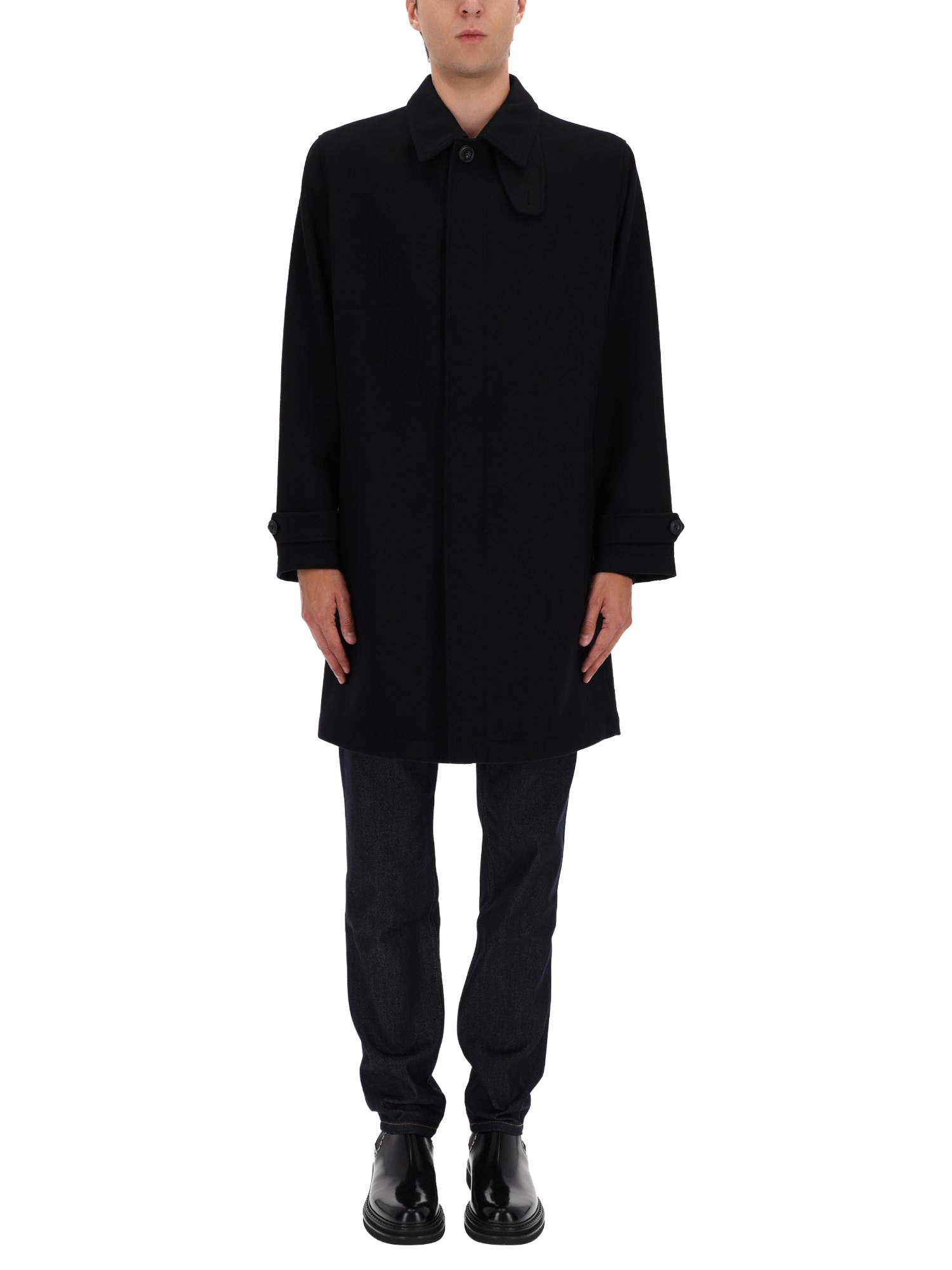 Hugo Boss Hugo Short Wool Coat In Black