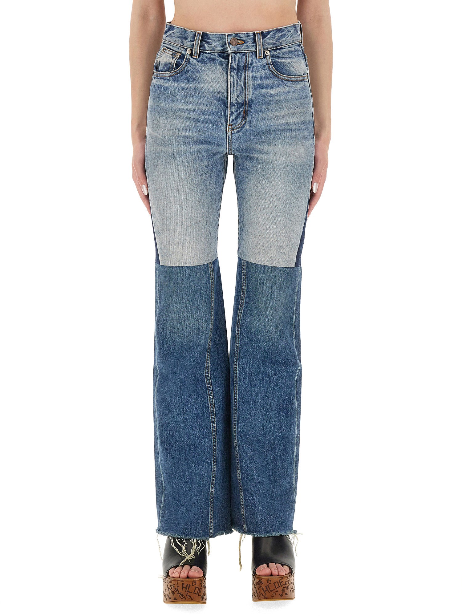 chloé patchwork denim jeans