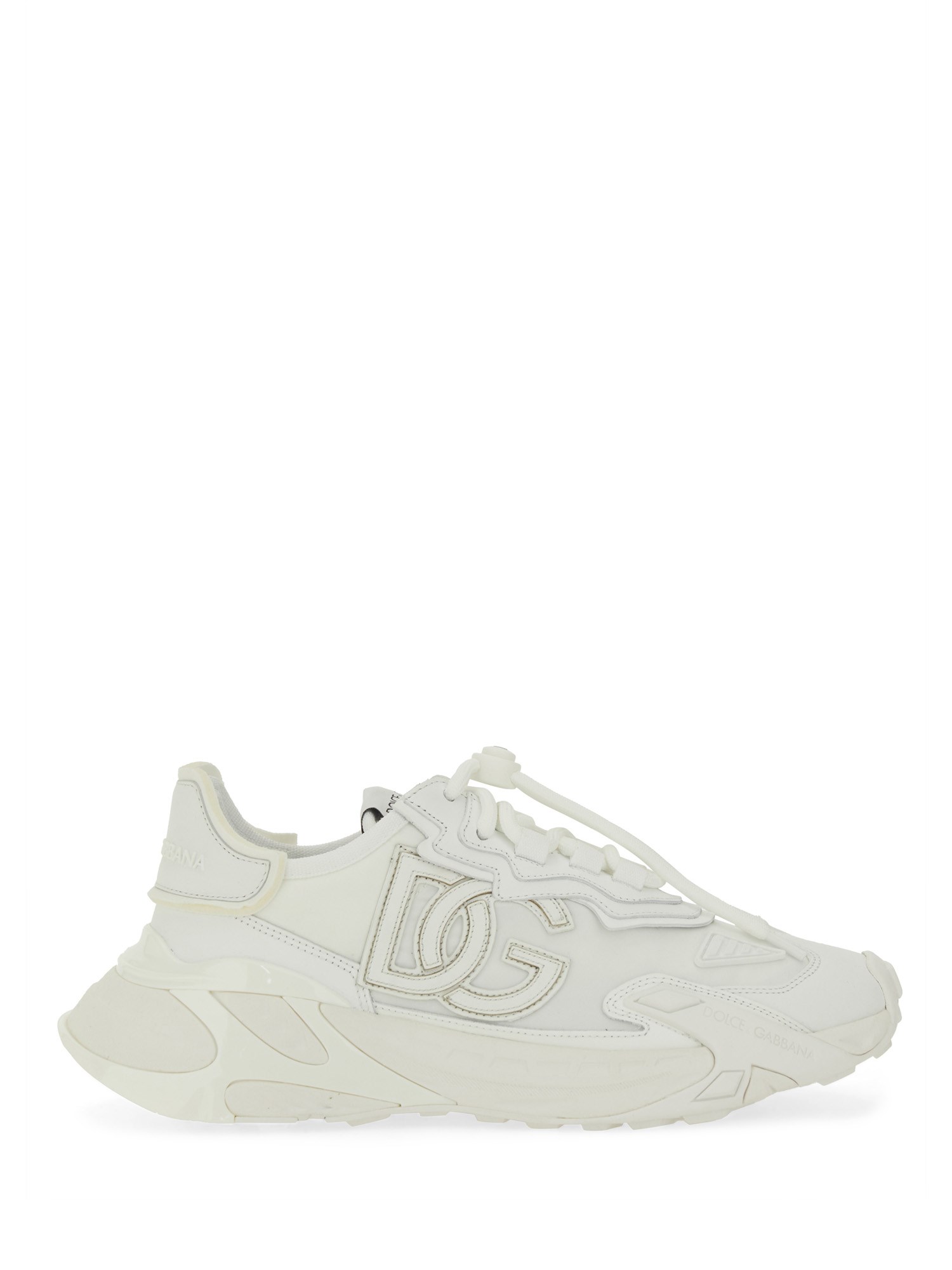 Dolce & Gabbana Accelerate Fabric Sneakers Leather Inserts In White