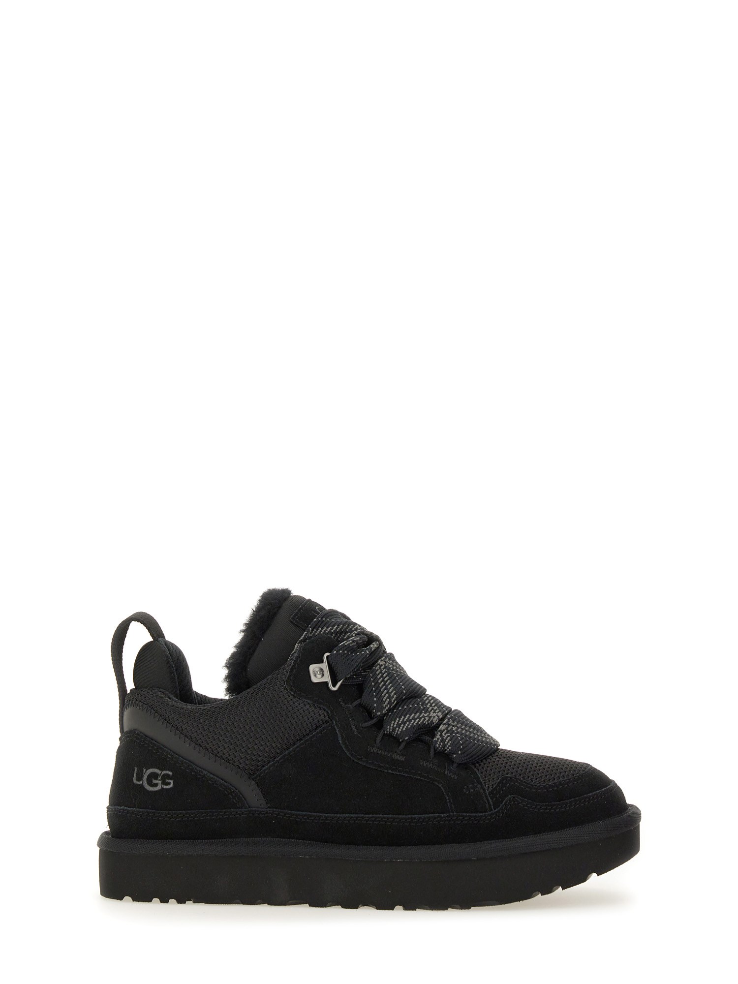 Ugg Padded Collar Canvas Sneakers In Black
