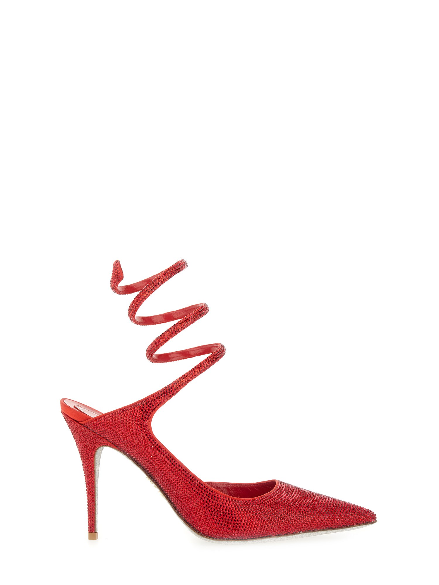 René Caovilla "cleo" Pumps With Crystals In Red