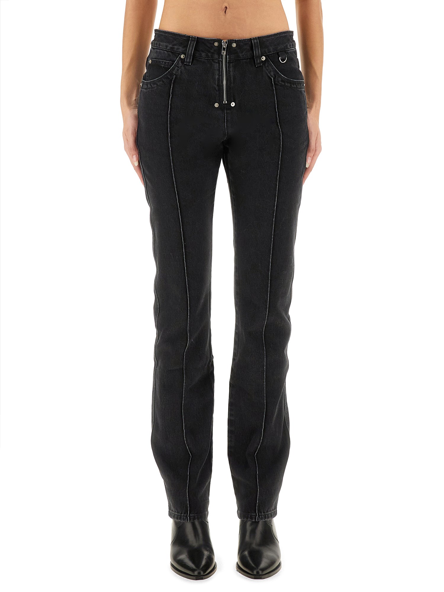 Isabel Marant Five-pocket Trousers With Belt Loops And Contrast Stitching In Black