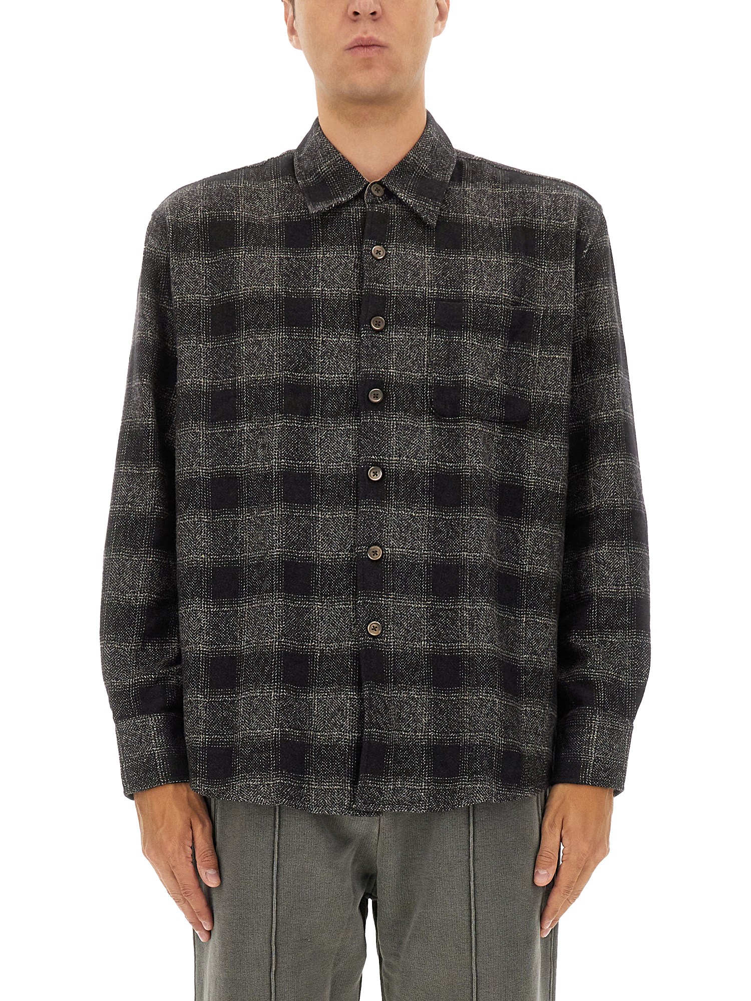 Our Legacy Long Sleeve Checked Shirt With Chest Pocket In Multi