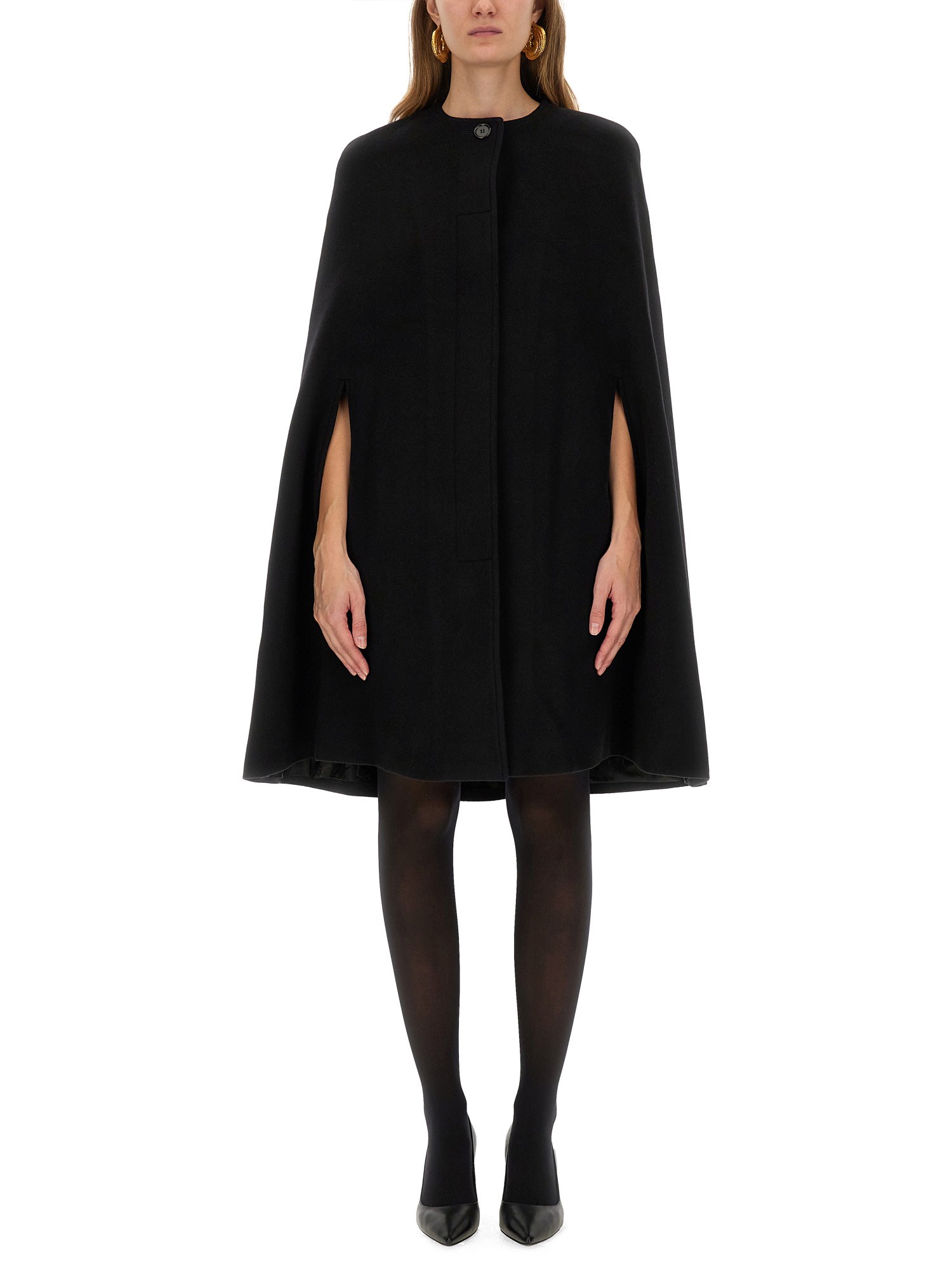 Nina Ricci Wool Cape In Black