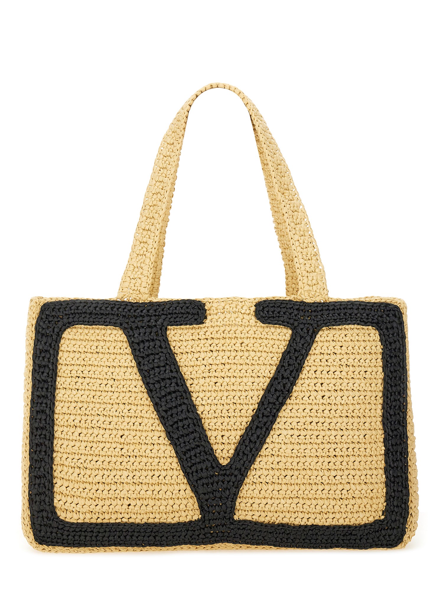 valentino garavani “viva superstar” large raffia shopping bag