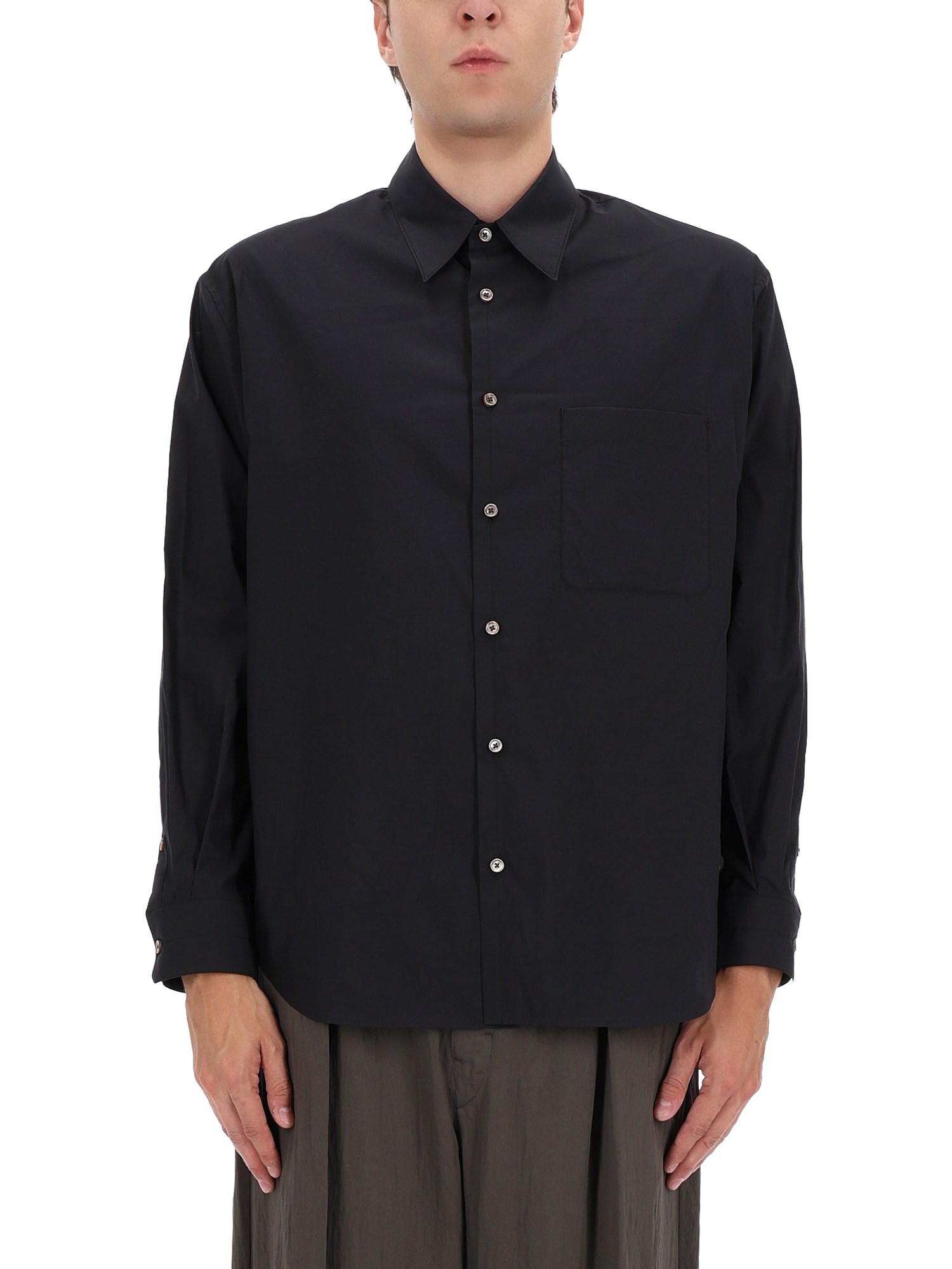 Lemaire Cotton Silk Shirt In Gray