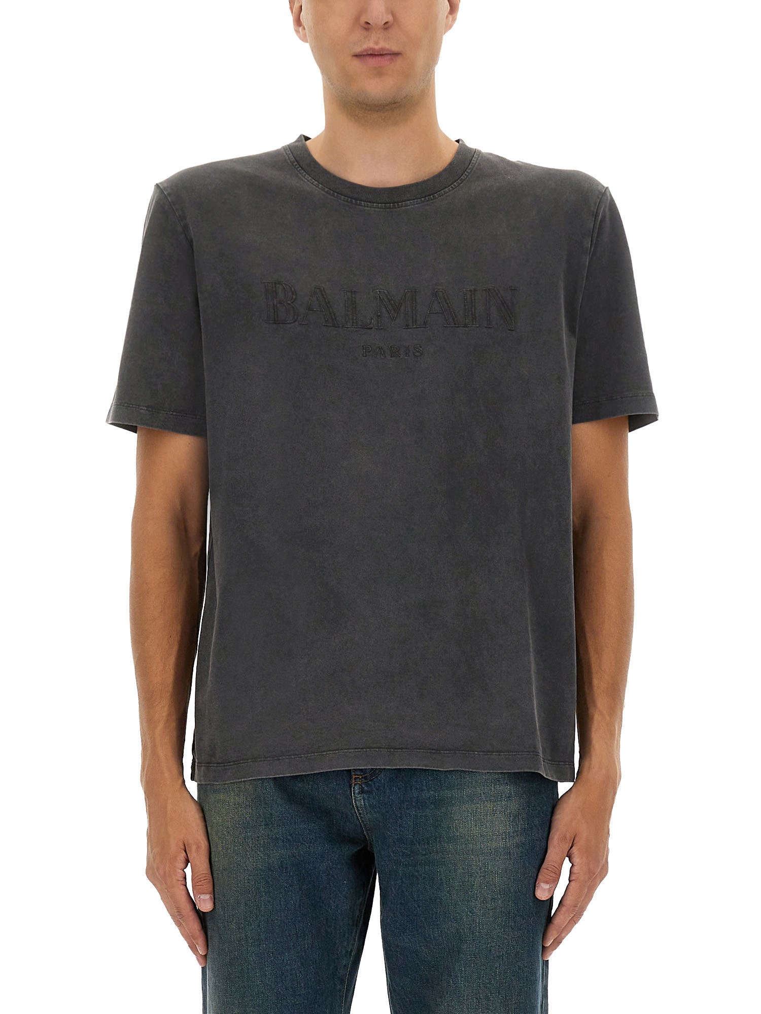 Balmain Vintage Logo T-shirt In Gray