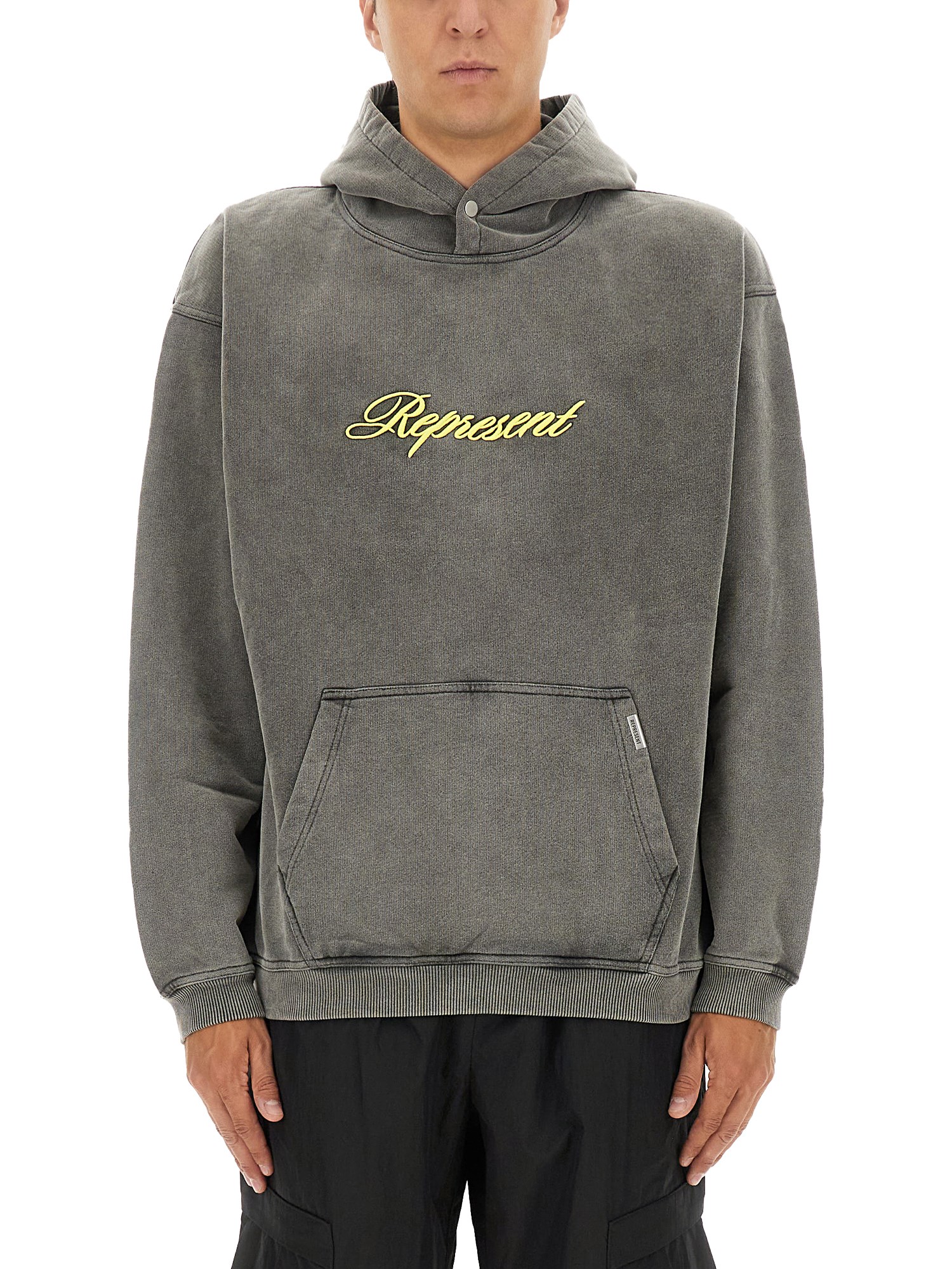 Represent Script Logo Sweatshirt In Gray