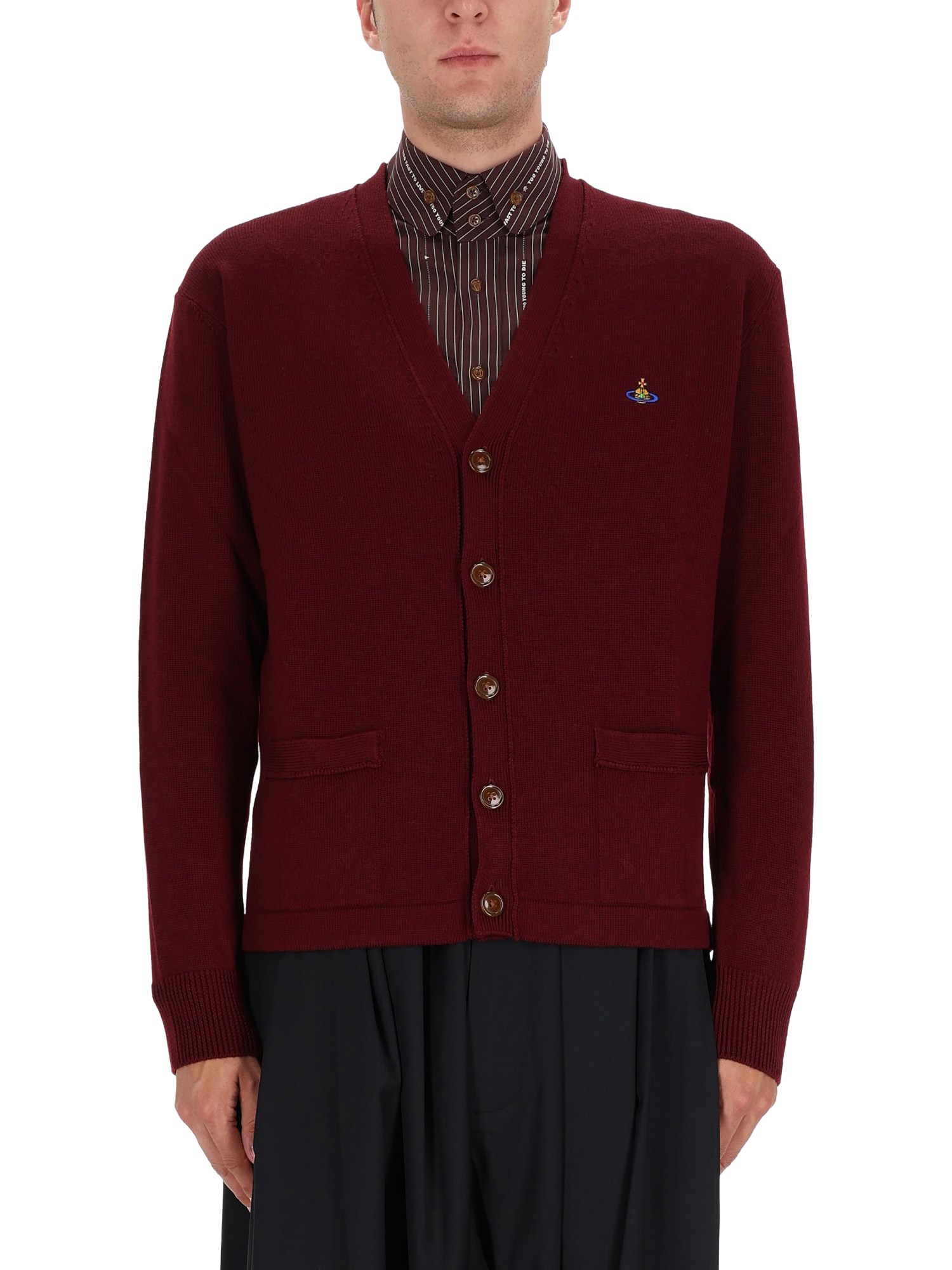 Vivienne Westwood Cardigan Sweater In Rich Bordeaux In Burgundy
