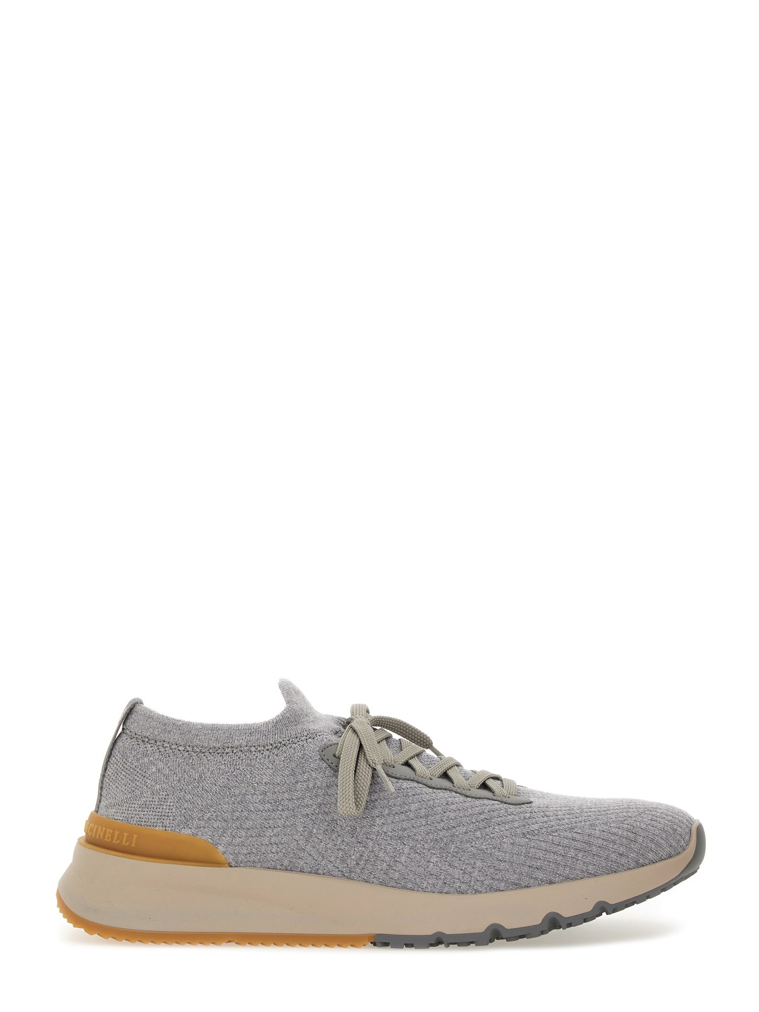Brunello Cucinelli Wool Knit Sneaker In Gray