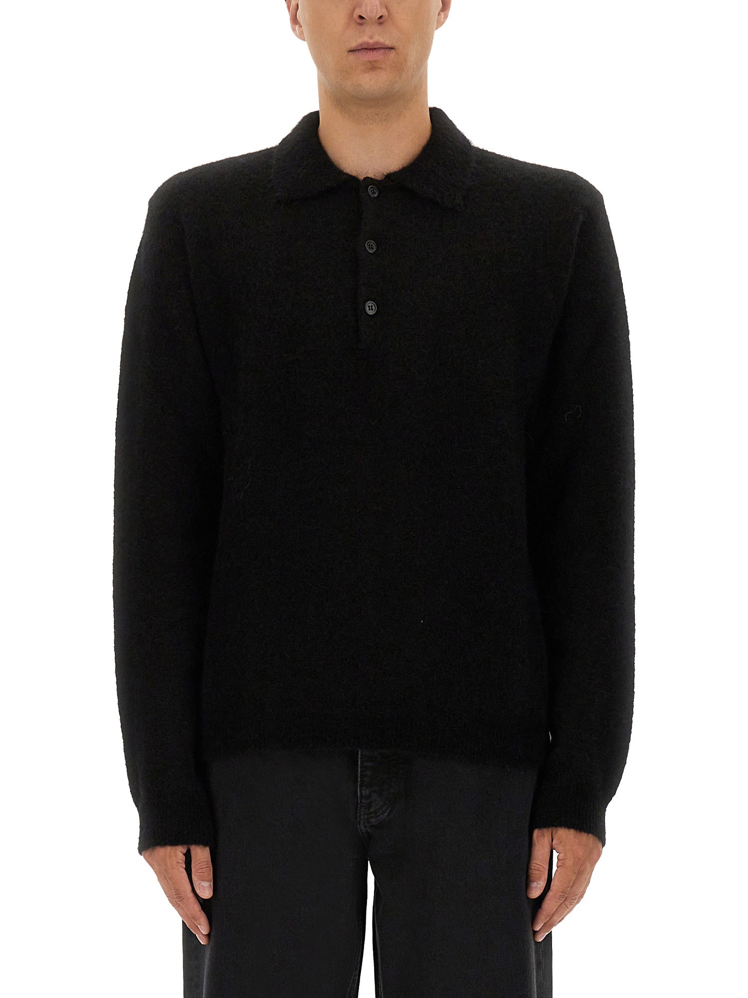 Sunflower Black Polo Shirt With Classic Collar And Ribbed Trims In Black