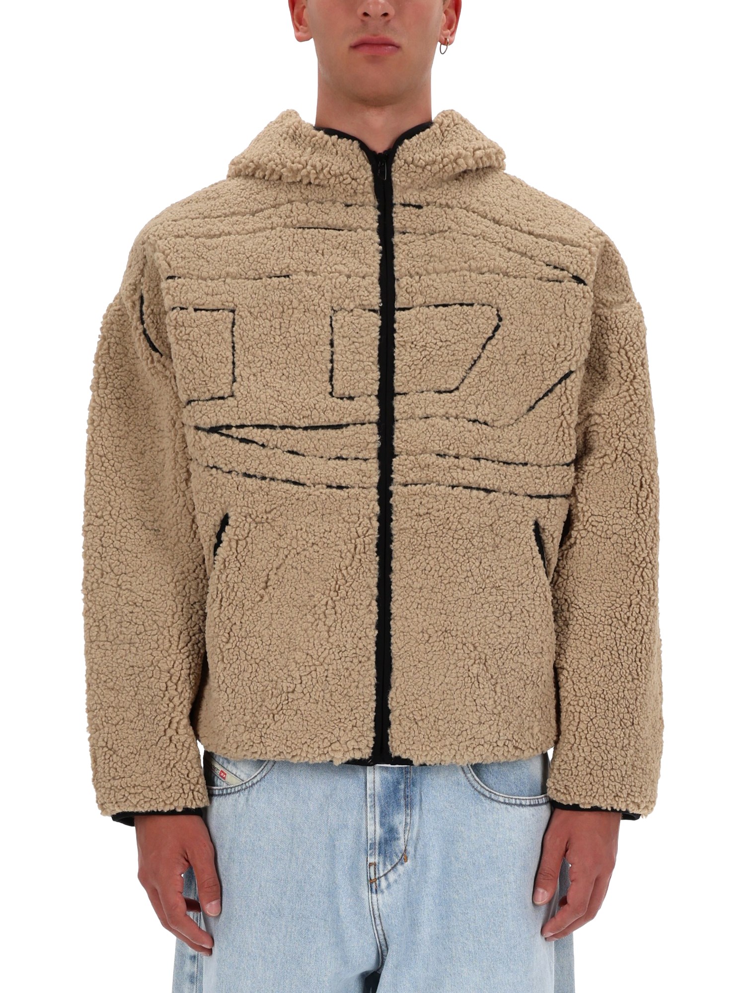 Diesel S-zat Sweat-shirt Puffer Jackets Beige In Neutral