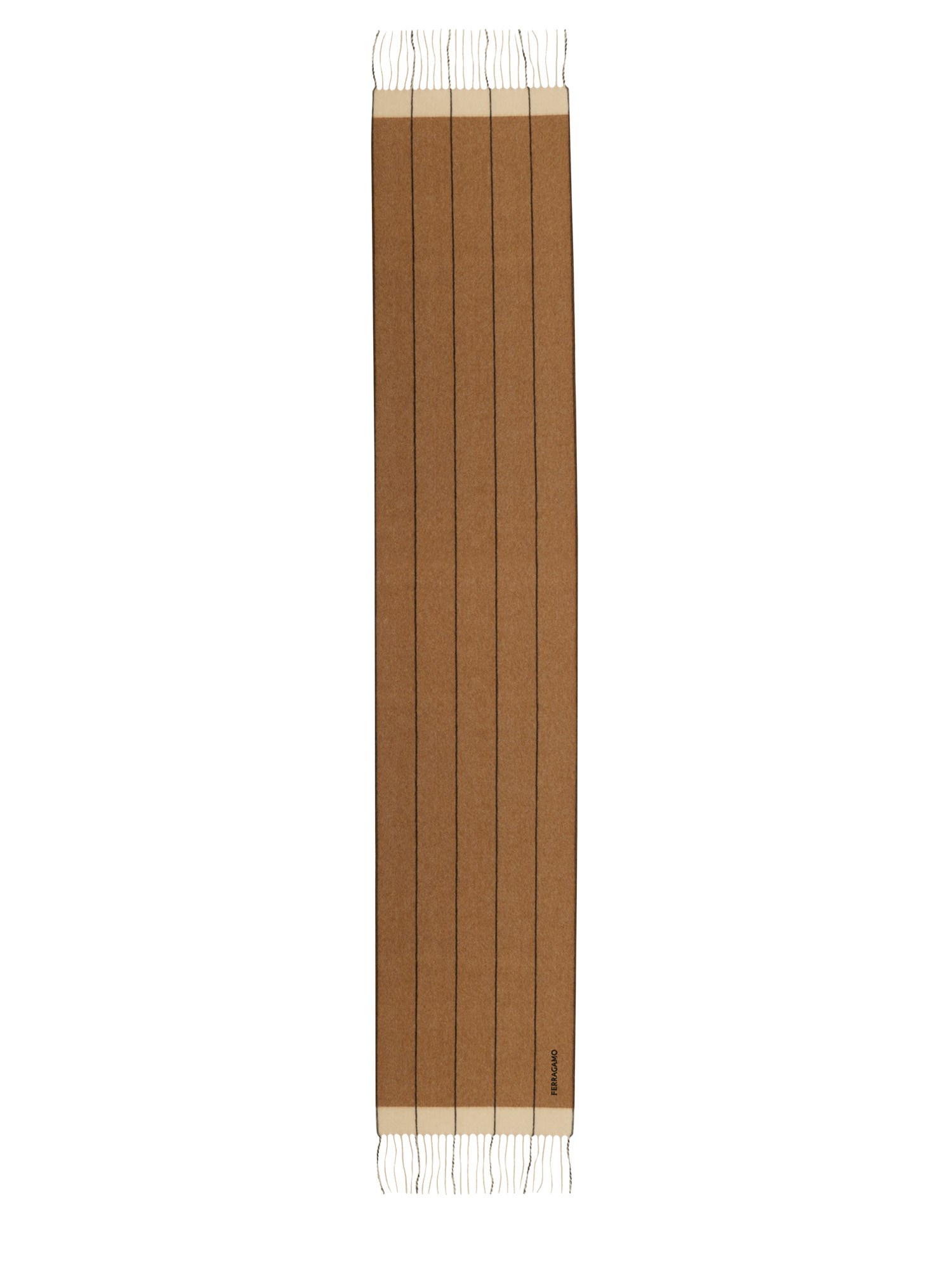 Ferragamo Beige Wool Cashmere Scarves In Brown