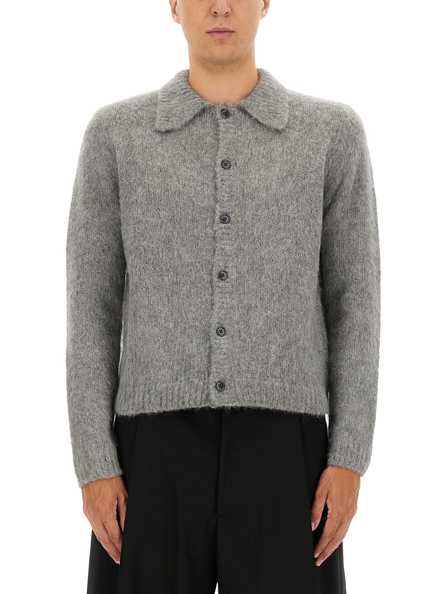 Dries Van Noten Cropped Cardigan In Gray