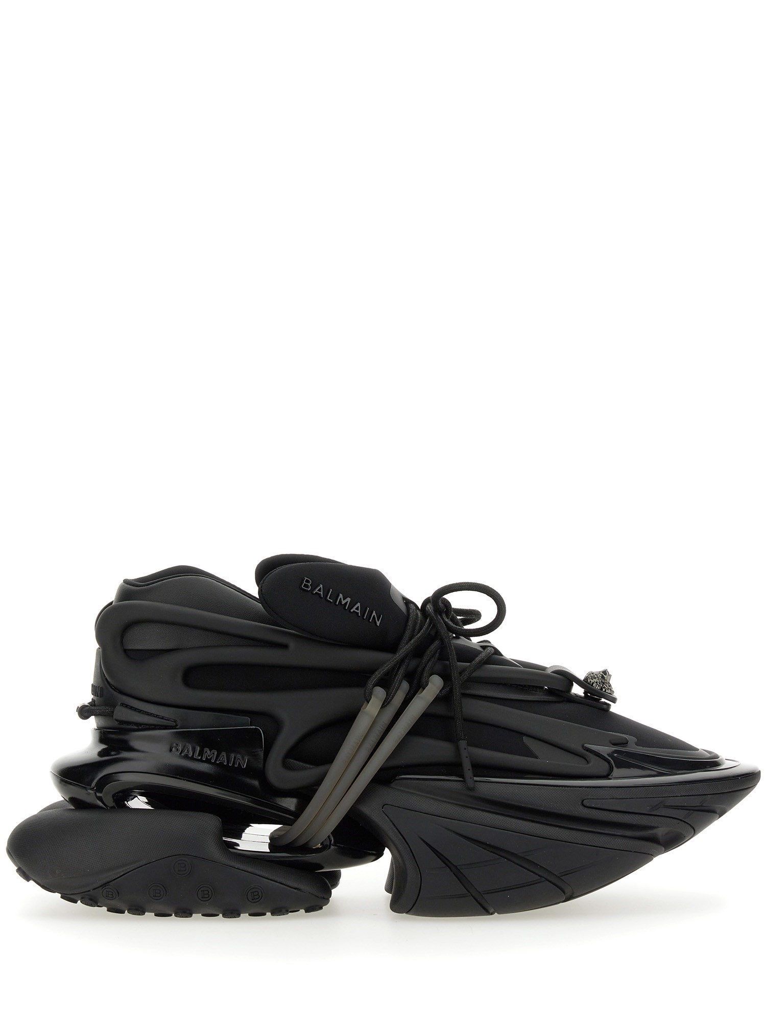 Balmain Neoprene And Leather Low-top Unicorn Sneakers In Black