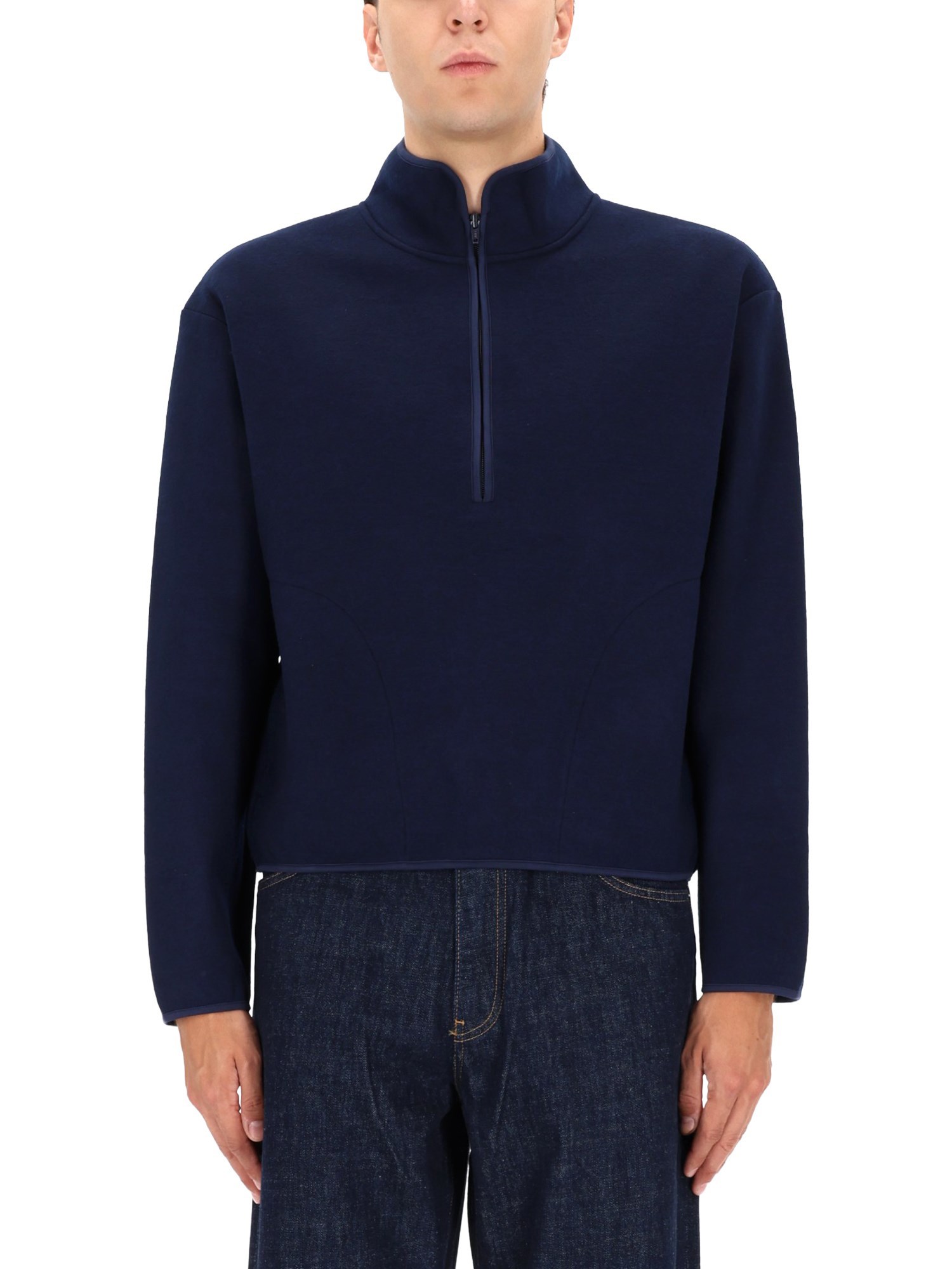 Sunflower Wool Half Zip Sweatshirt In Blue