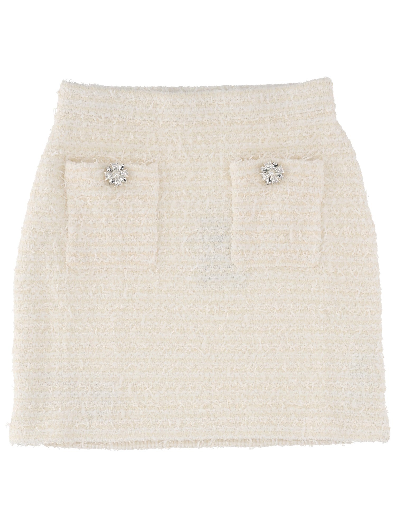 Self-portrait Wool Miniskirt In Neutral