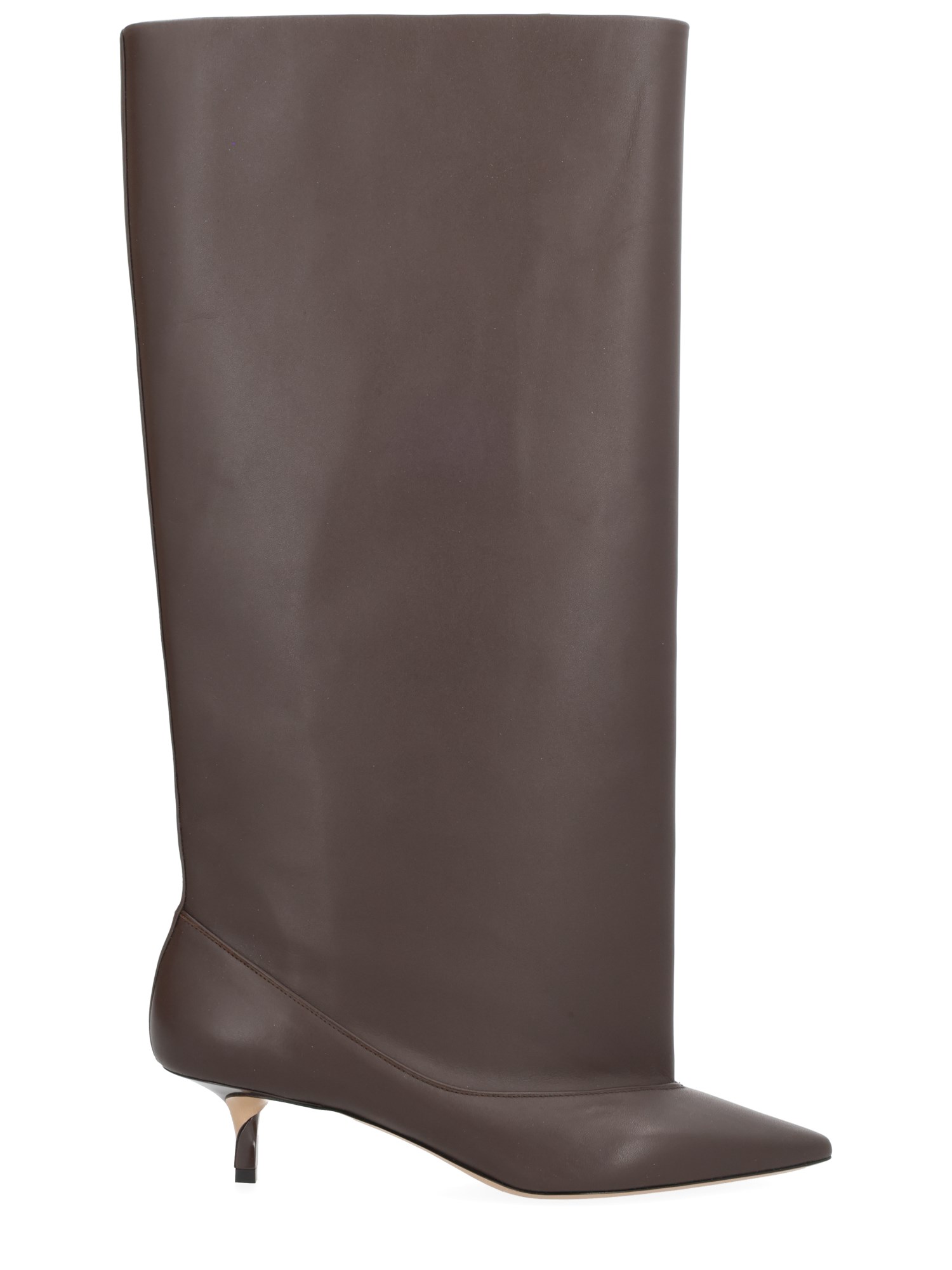Jacquemus Brown Smooth Leather Wide The High Tourni Boots In Multi