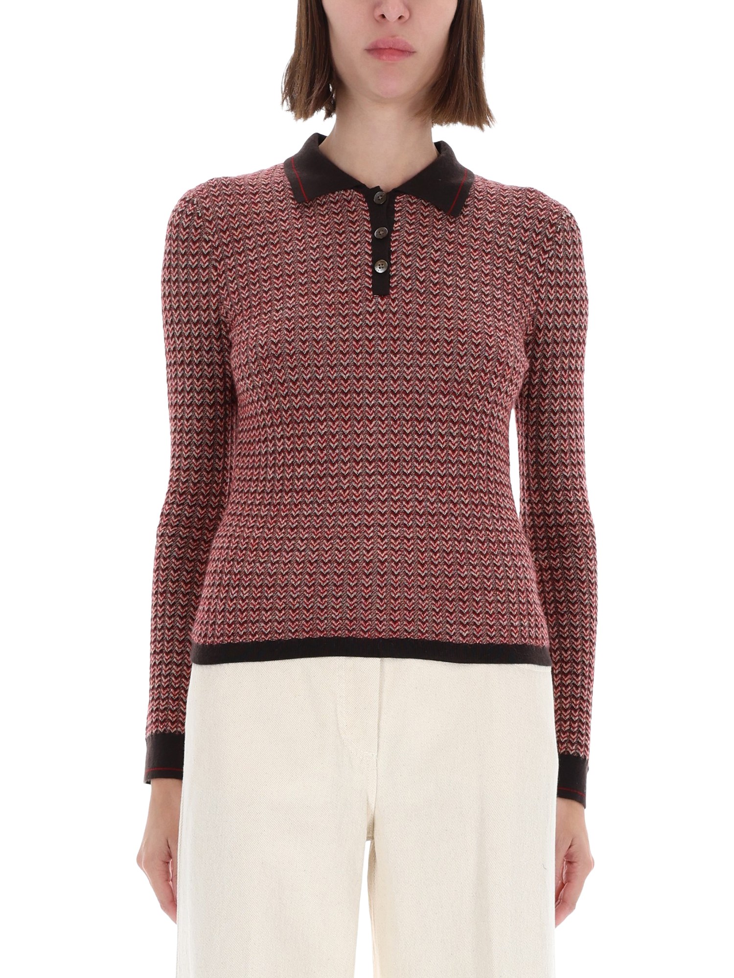 Guest In Residence Polo "chevron" In Brown