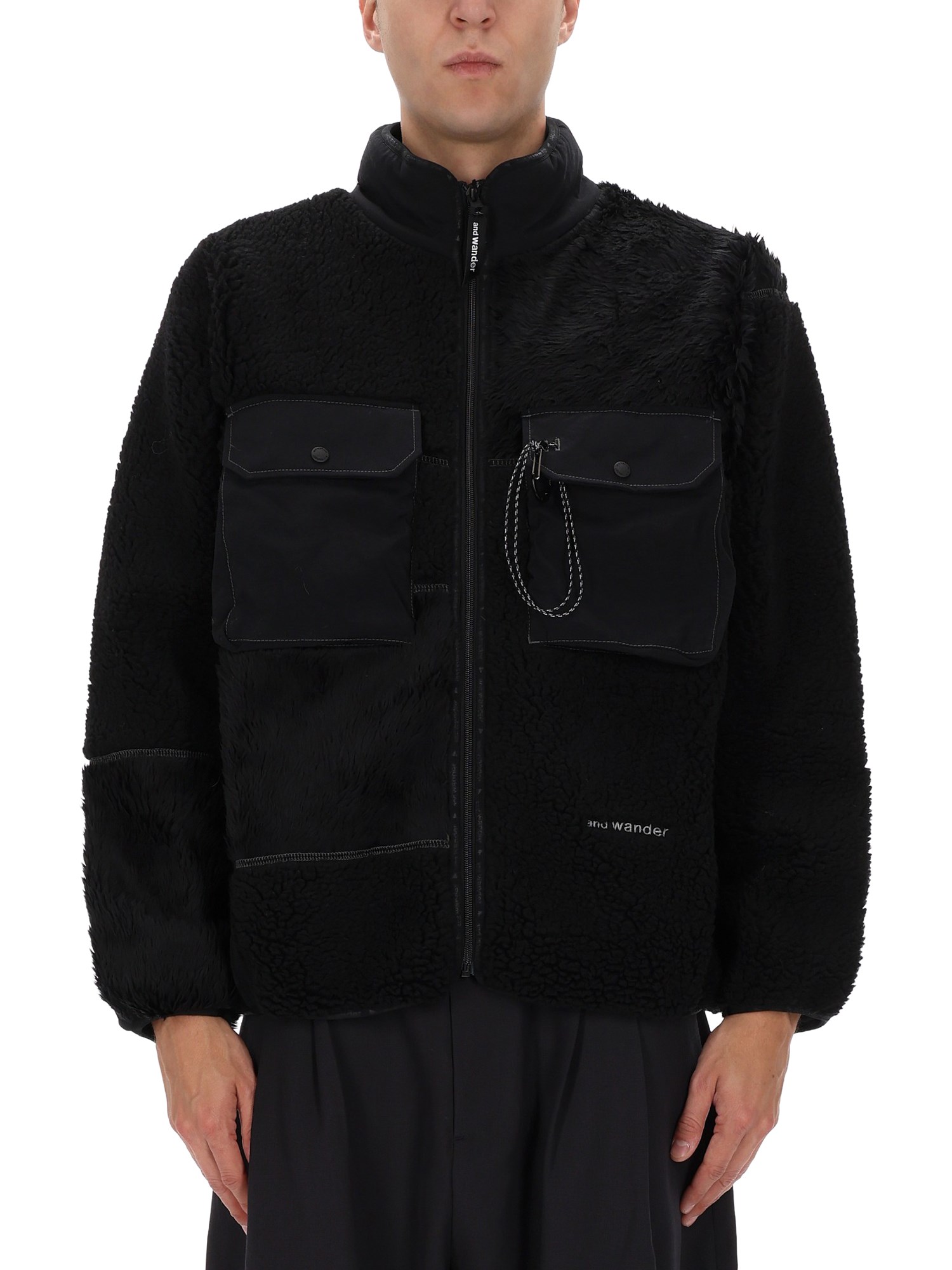 And Wander Black Polyester Wool Jacket In Black